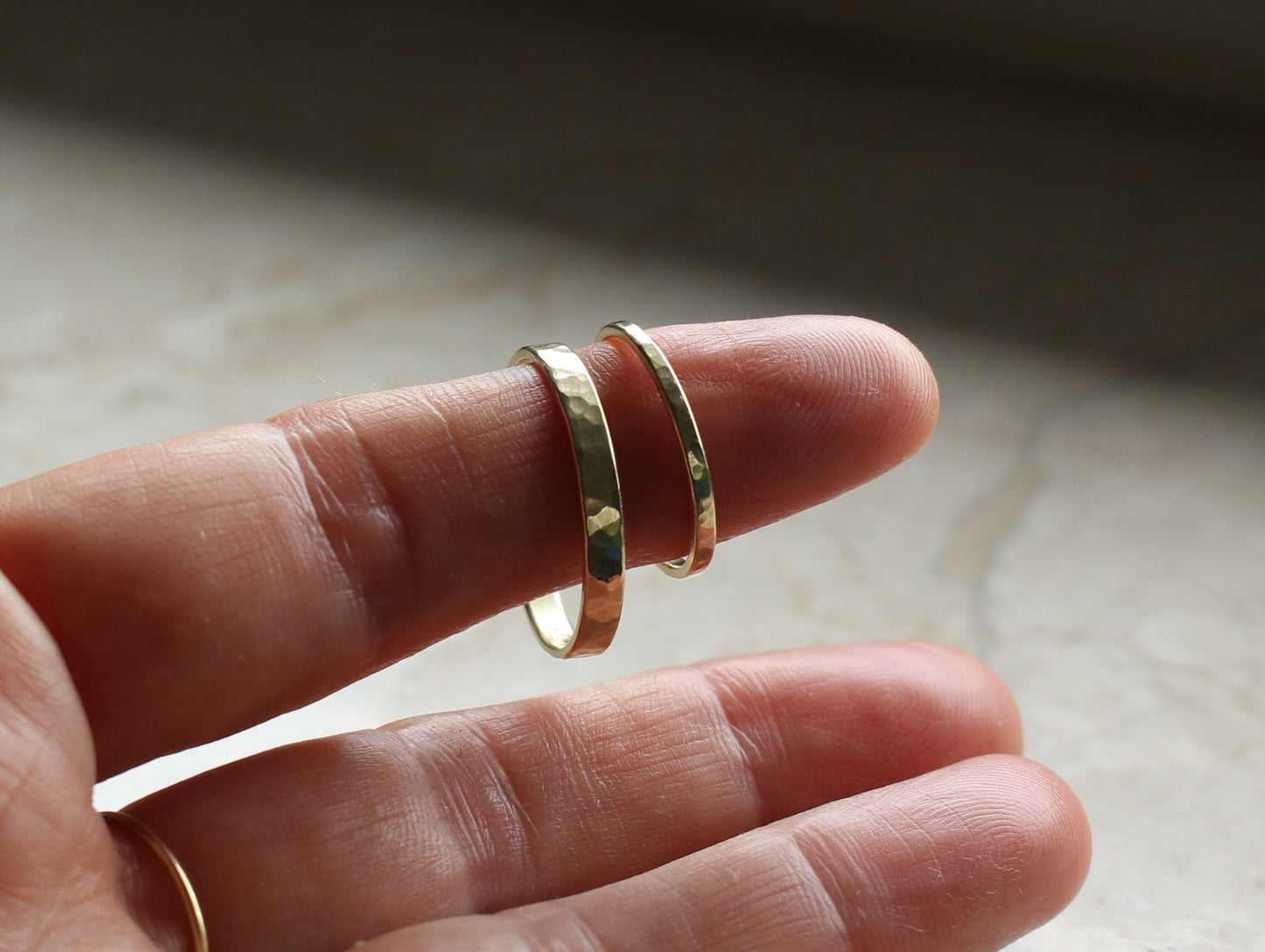 Hammered Band Set of Two - 1.5mm & 3mm or 4mm