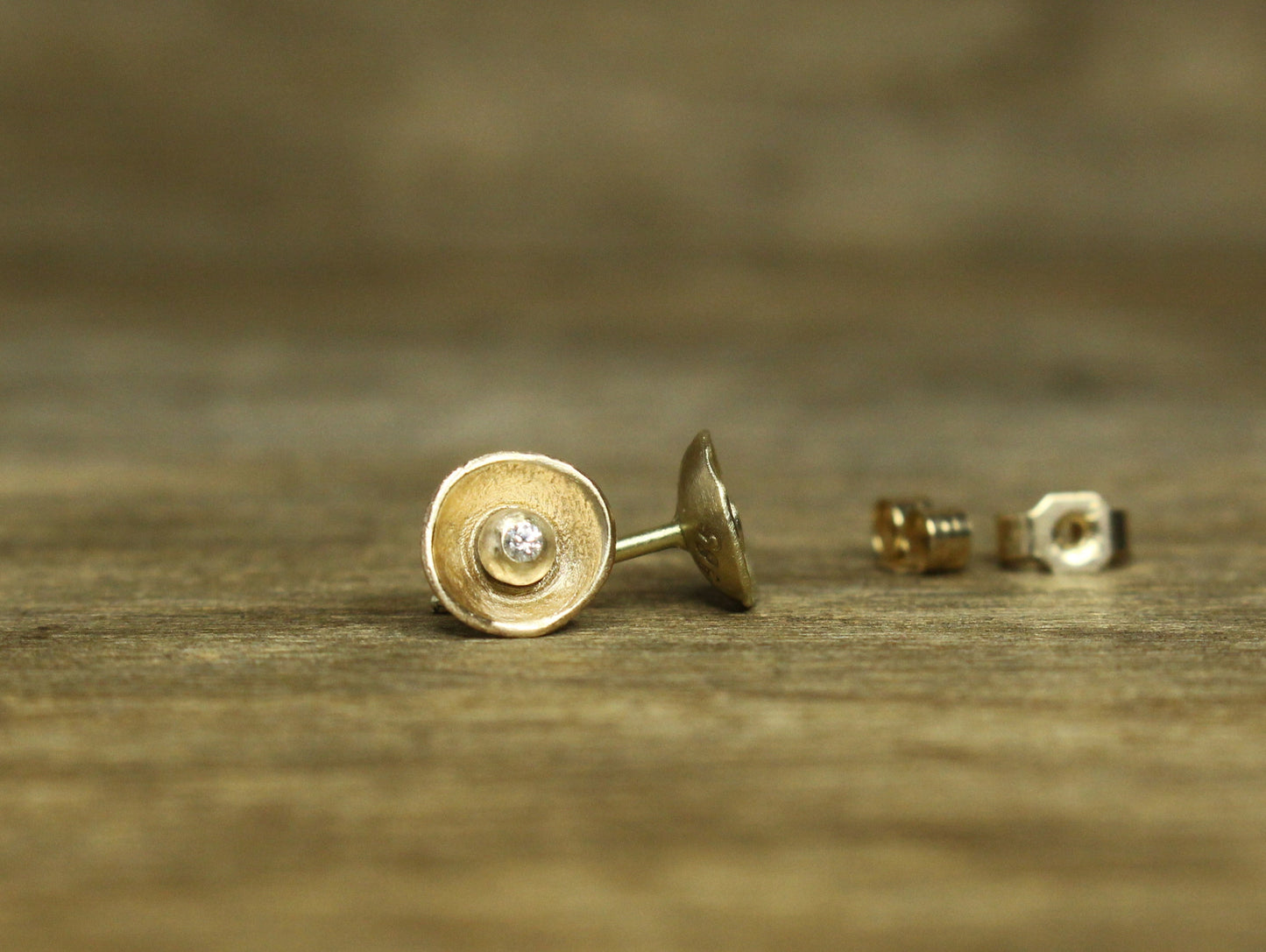 Sweetheart Gemstone Flower Studs in Solid Gold