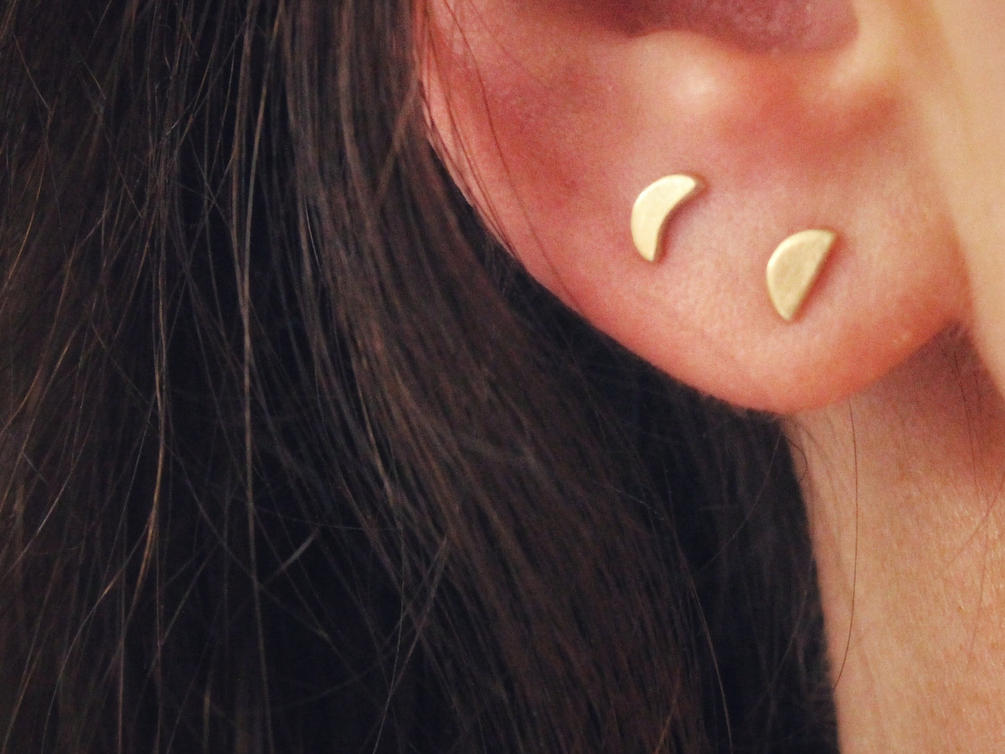 Moon Earrings in 9ct or 14ct or 18ct Solid Yellow Gold