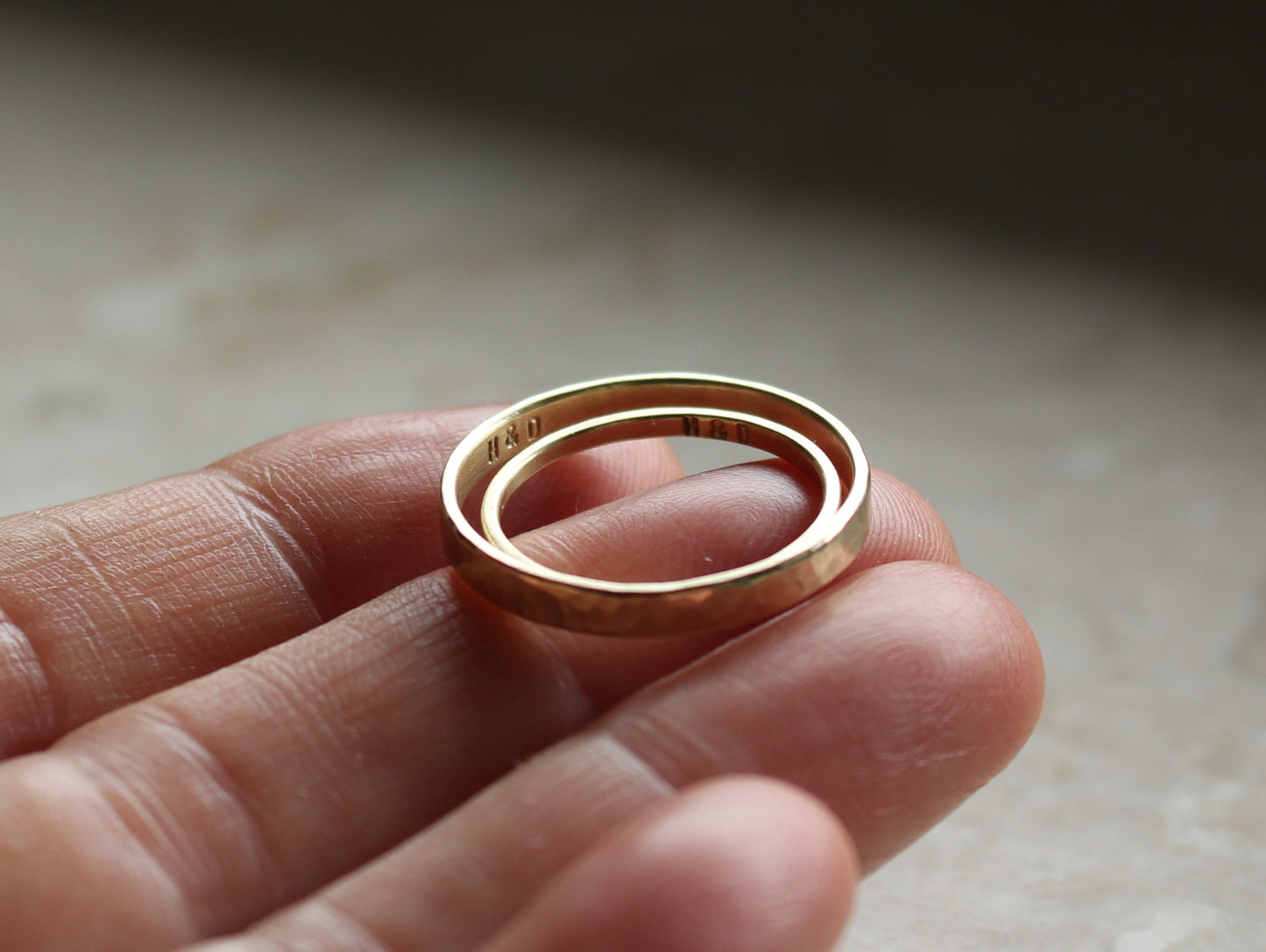 Hammered Band Set of Two - 1.5mm & 3mm or 4mm
