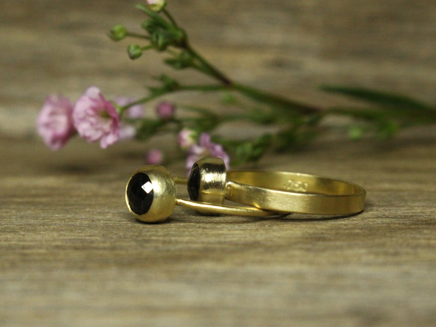 Rosae Ring with Fair Trade Black Spinel in 18ct Gold