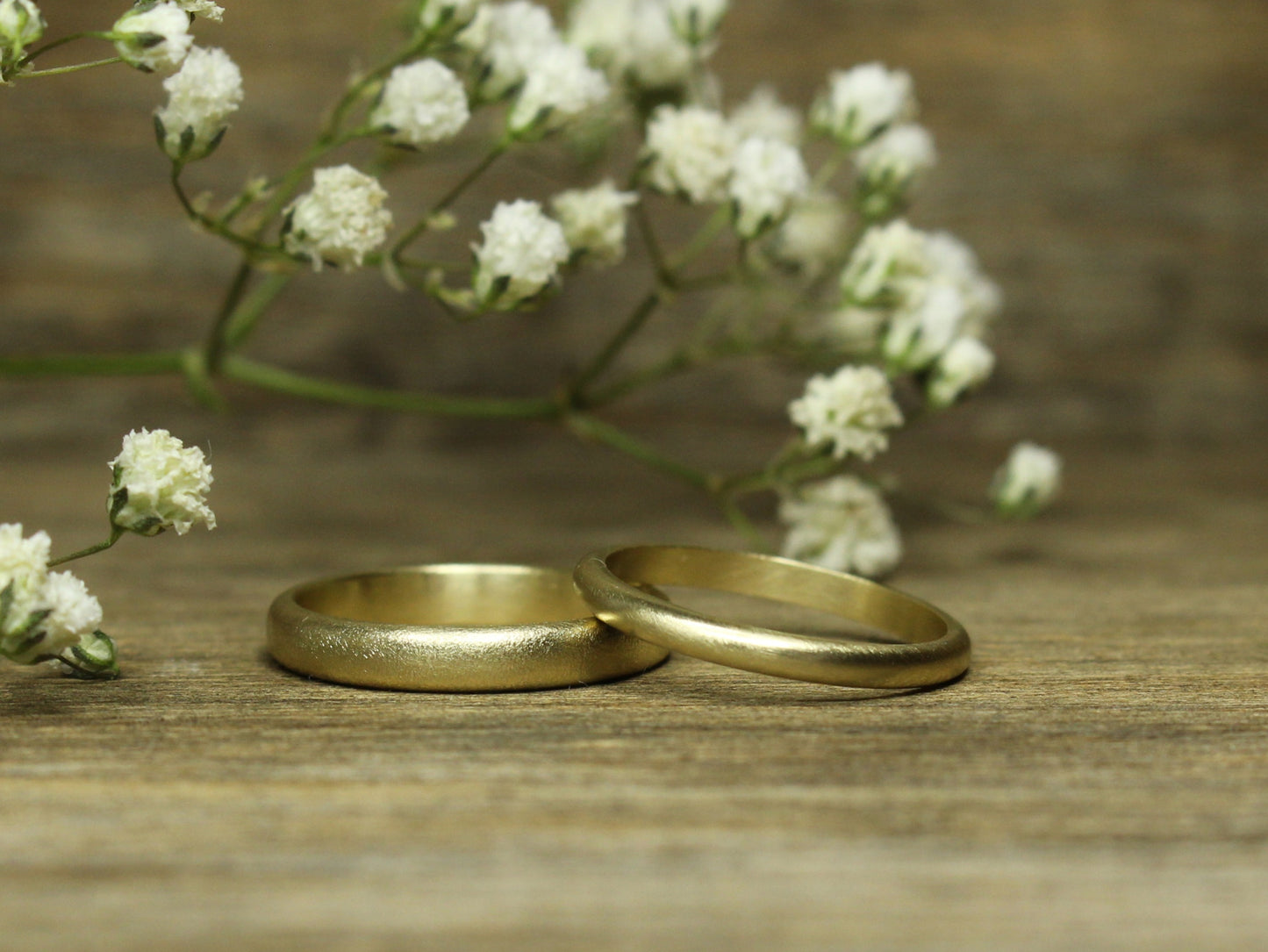 Rounded Band Set of Two in Solid Gold