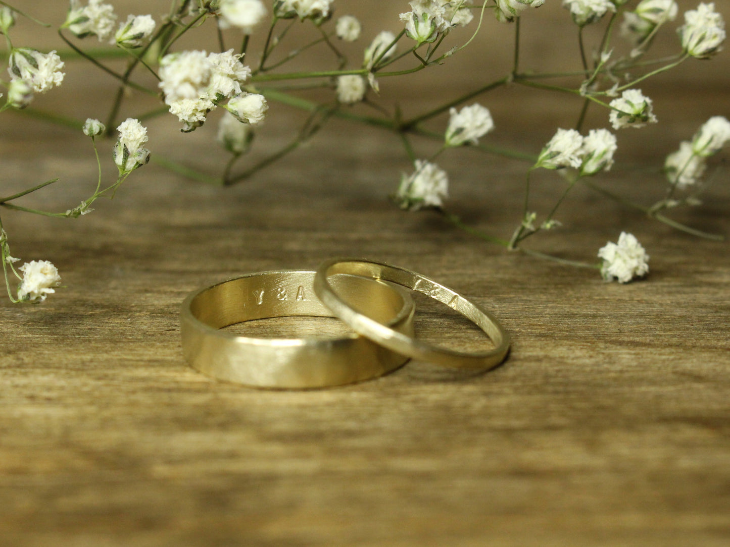 Hammered Band Set of Two - 1.5mm & 3mm or 4mm