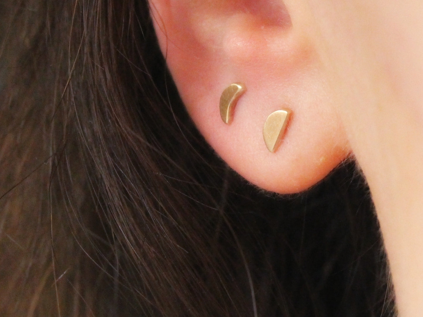 Moon Earrings in 9ct or 14ct or 18ct Solid Yellow Gold