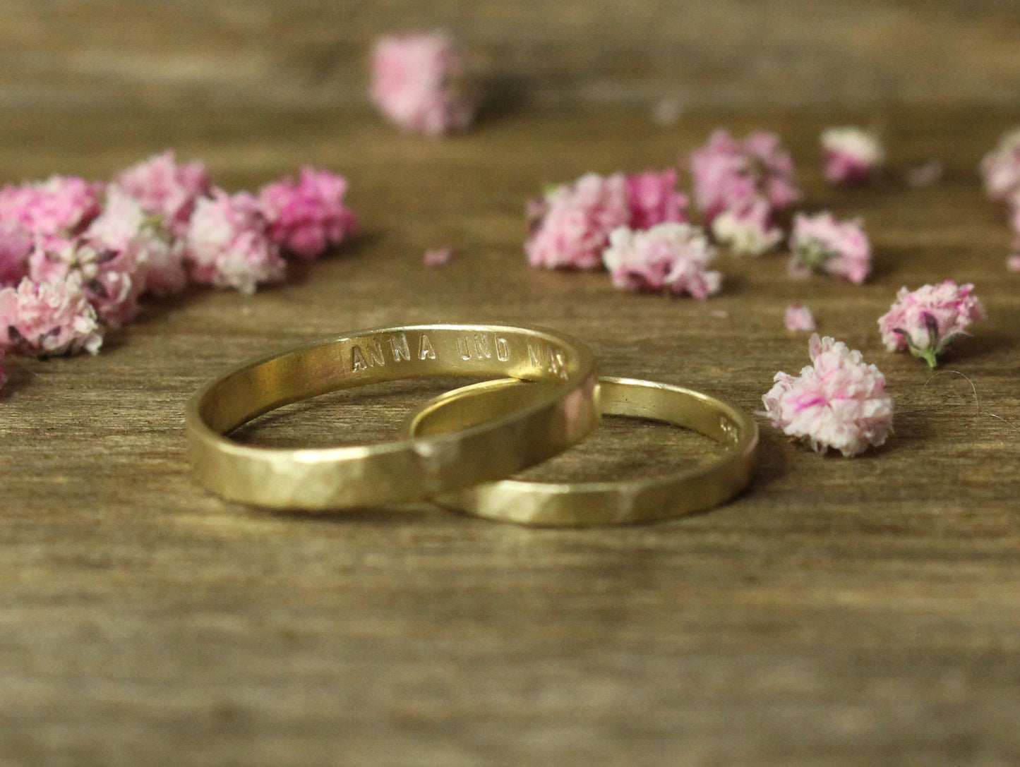 Hammered Band Set of Two - 2mm & 3mm or 4mm