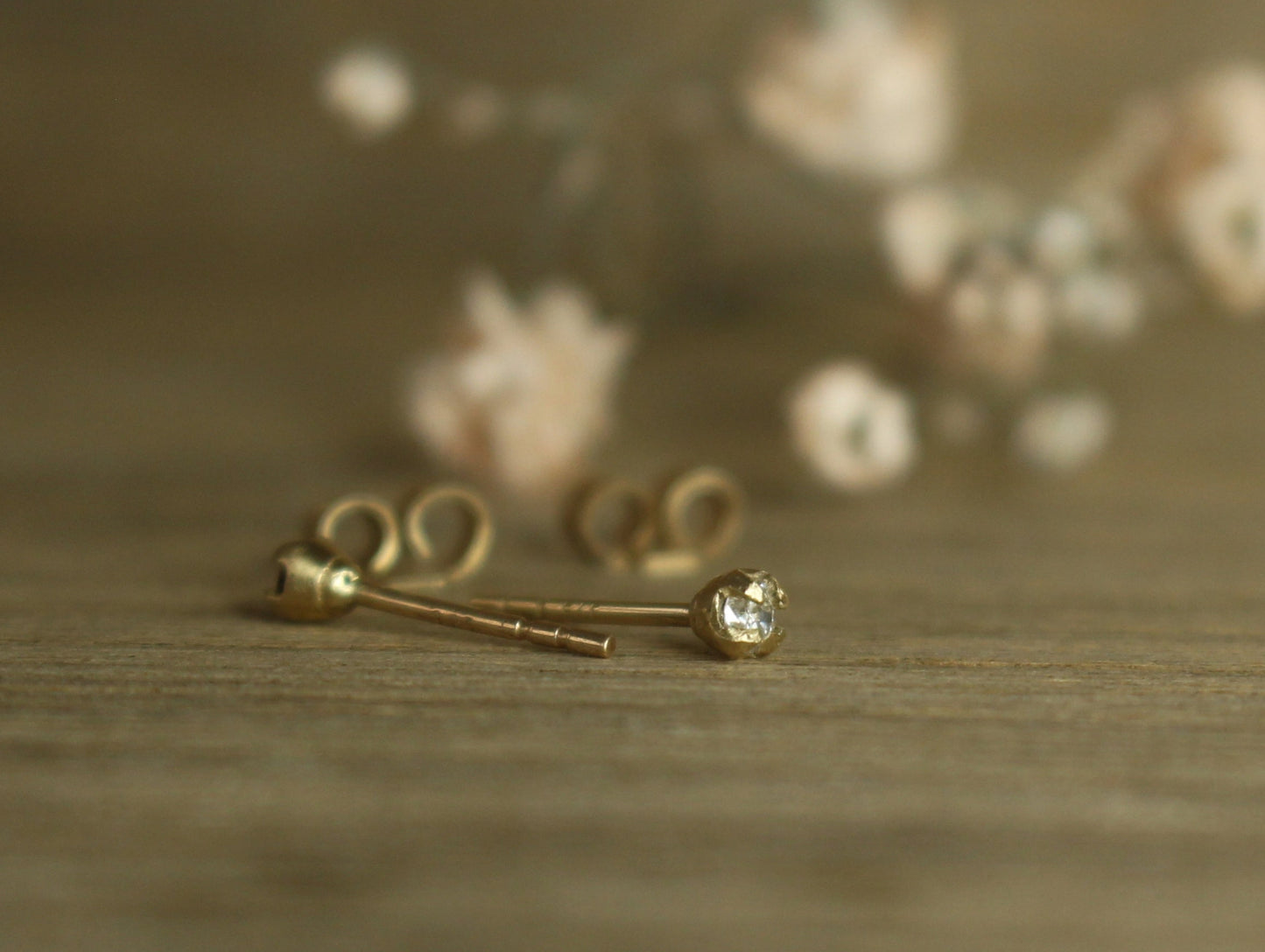 Tiny Sparkle Diamond Studs in Solid Gold and Ethical Diamond
