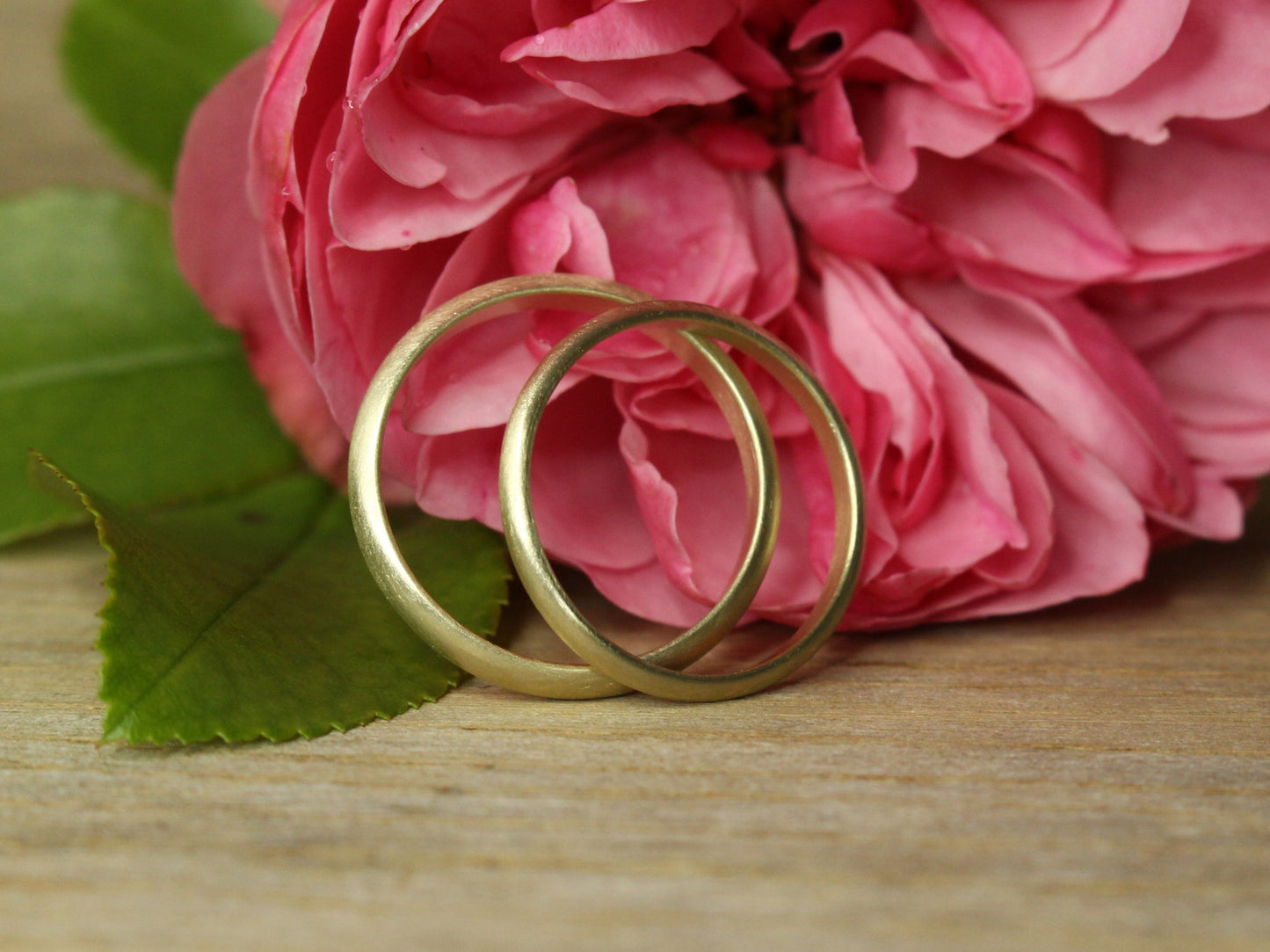 Rounded Band Set of Two in Solid Gold