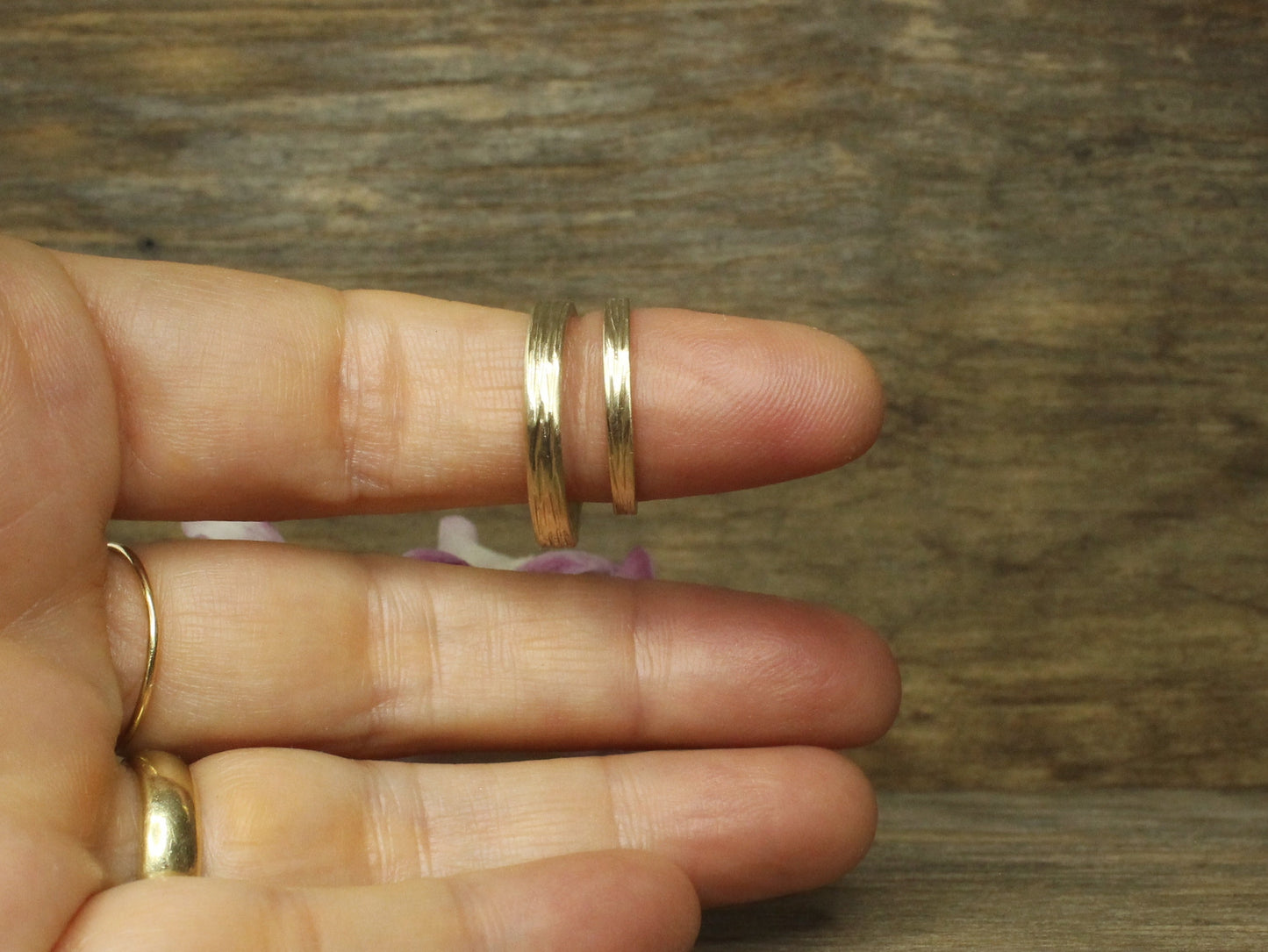 Forest Band Set of Two in 9ct or 14ct or 18ct Gold