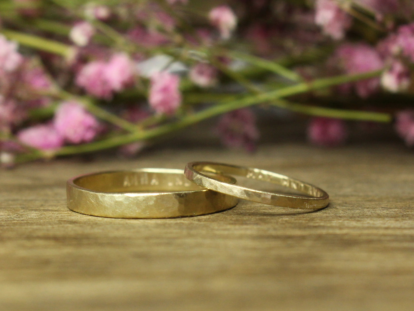 Hammered Band Set of Two - 1.5mm & 3mm or 4mm