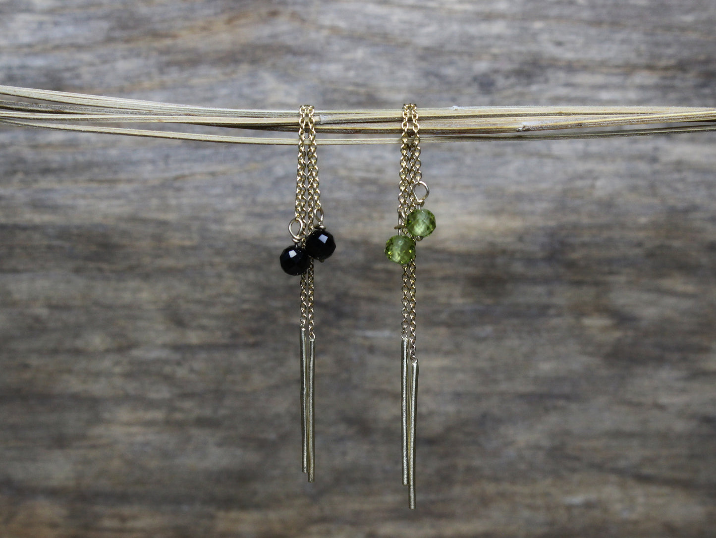 Threader Earrings in 14ct Yellow Gold with Fair Trade Gems