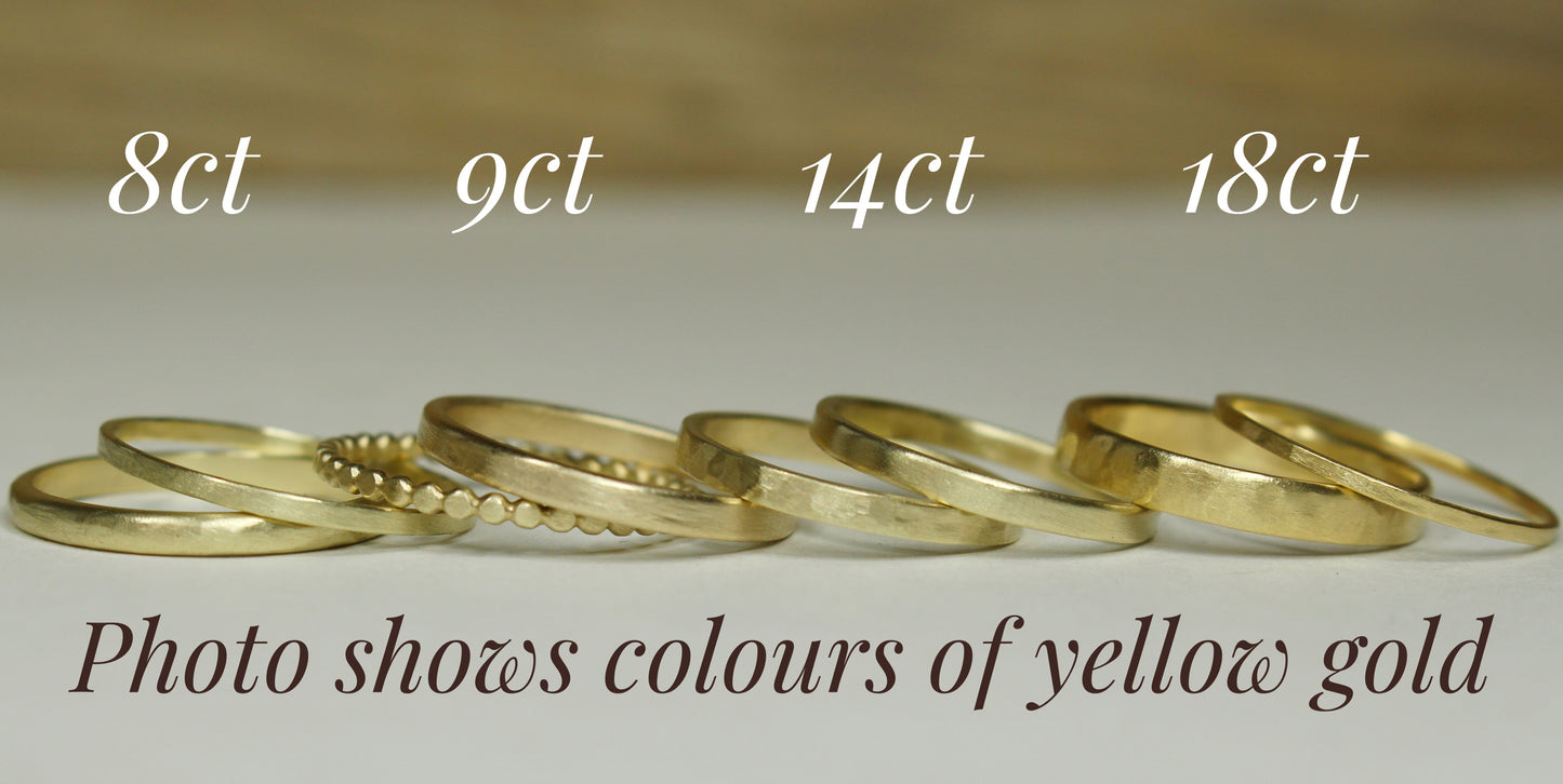 Rustic Strong Band in 8ct or 14ct or 18ct Solid Gold