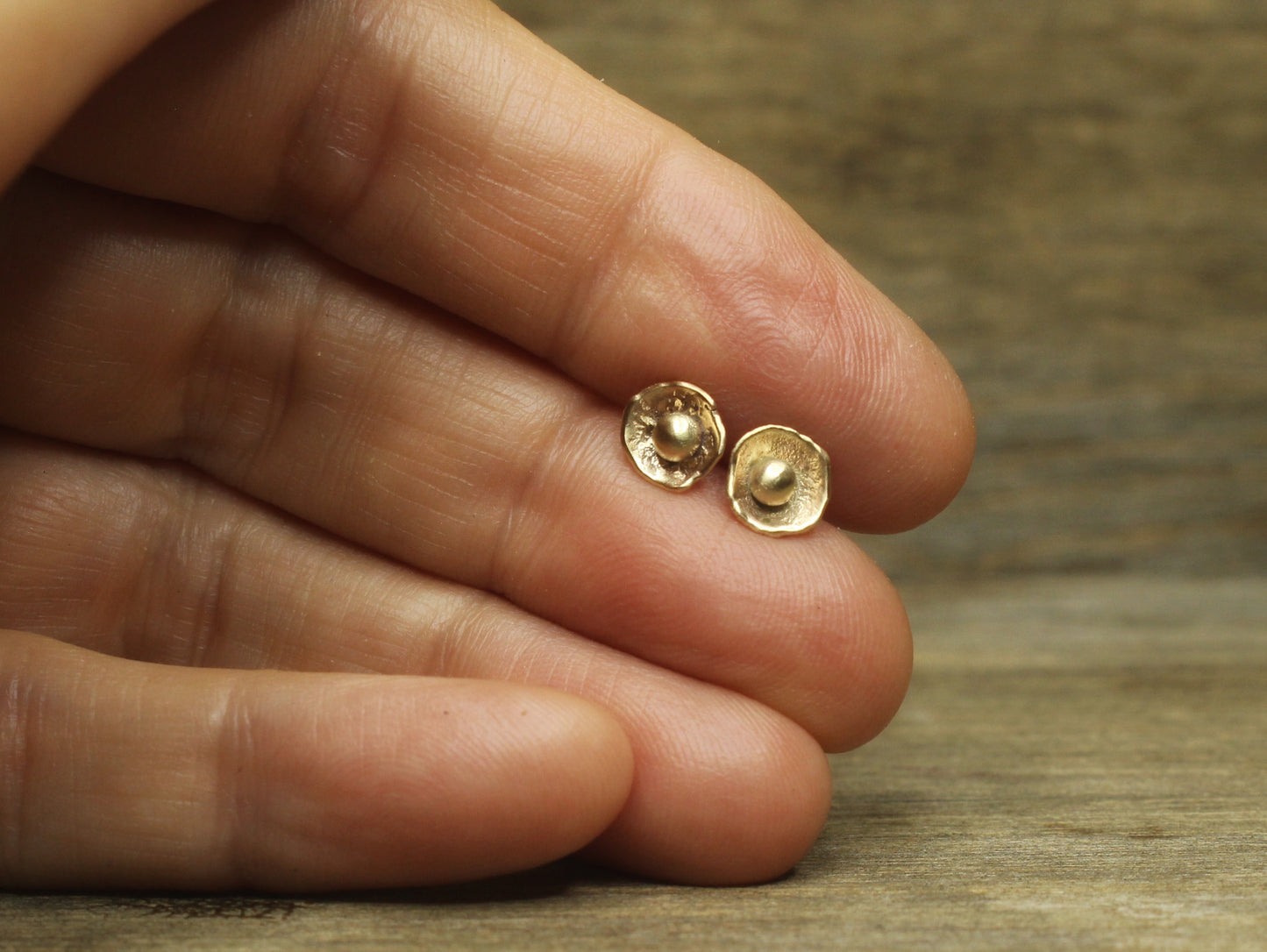 Sweetheart Flower Studs in 9ct or 14ct or 18ct Gold
