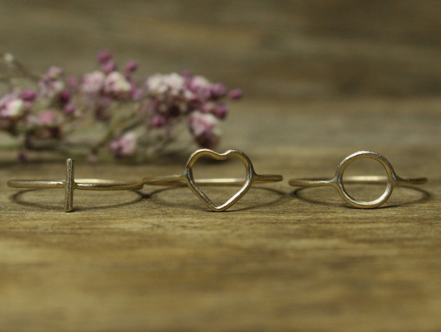 Faith Hope and Love Rings in Solid Yellow Gold