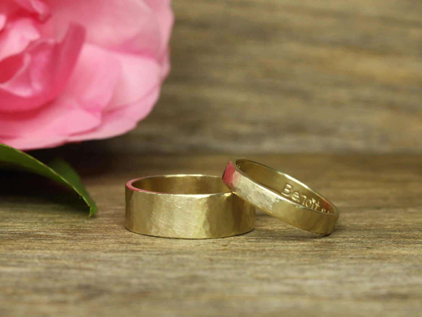 Hammered Band Set of Two - Wide 3mm & 6mm