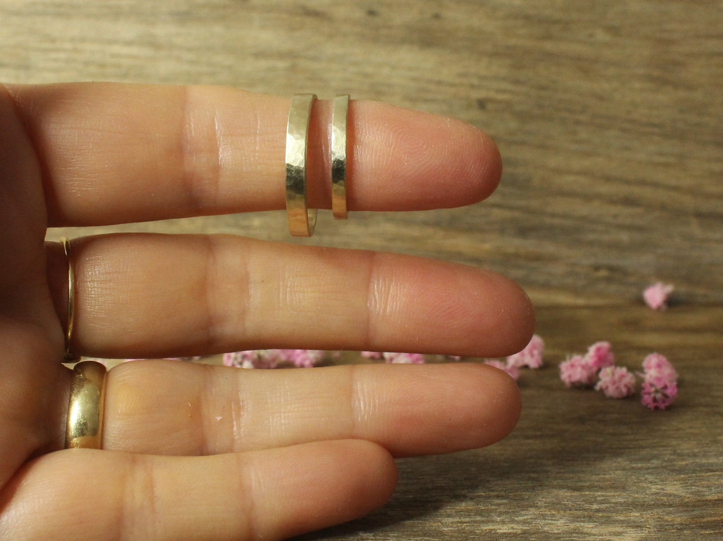 Hammered Band Set of Two in Different Widths
