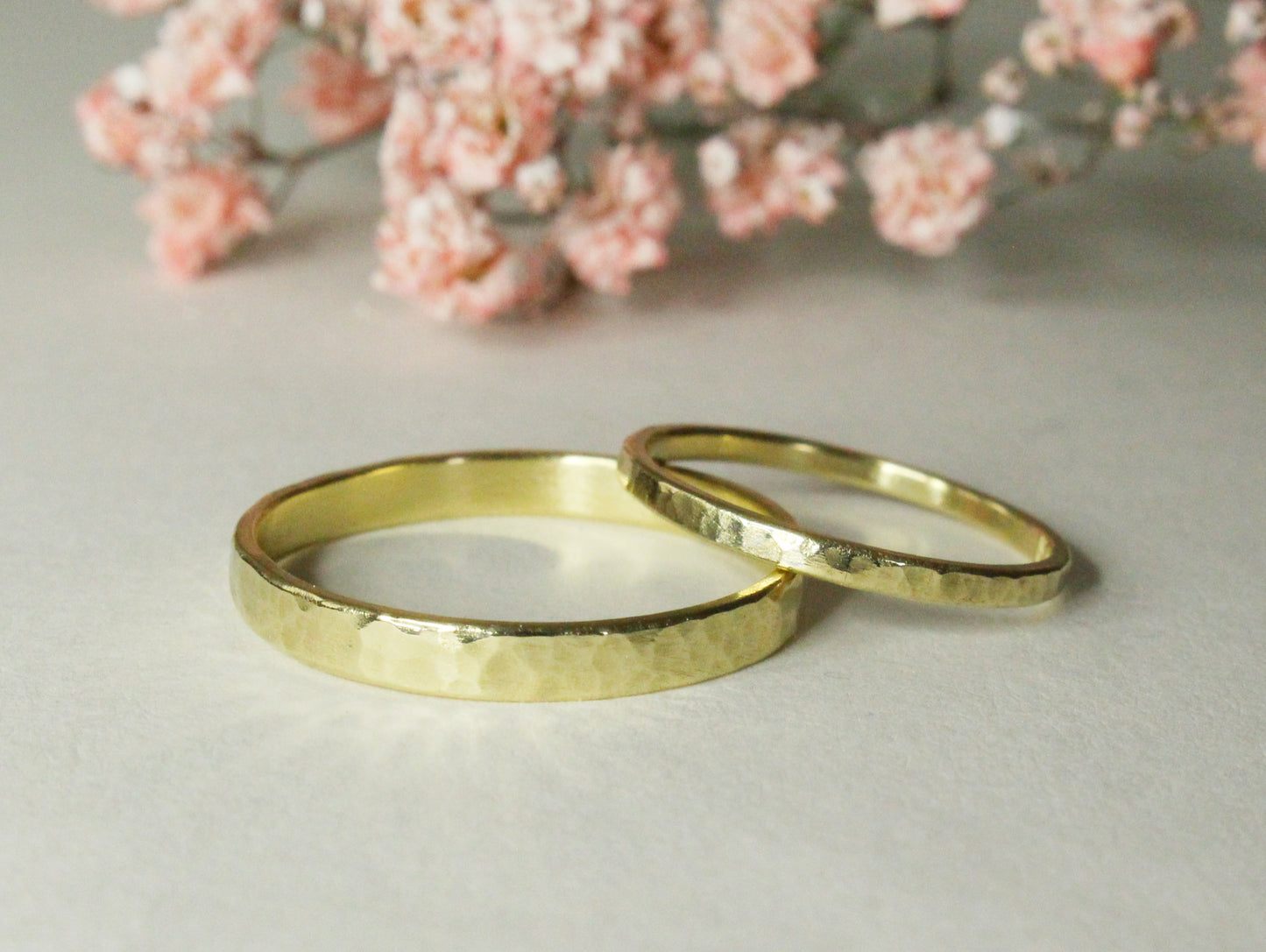 Hammered Band Set of Two - 1.5mm & 3mm or 4mm