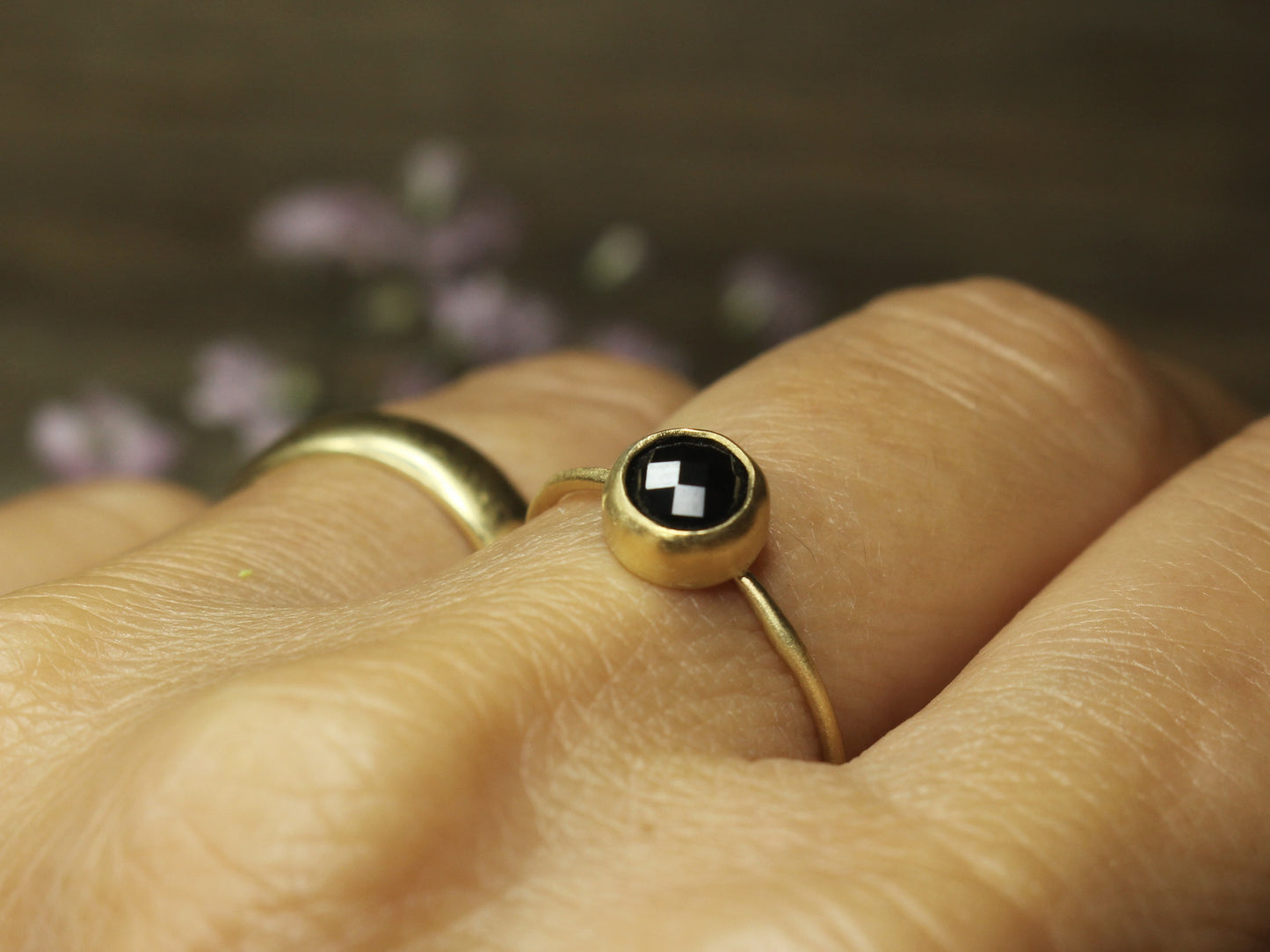 Rosae Ring with Fair Trade Black Spinel in 18ct Gold