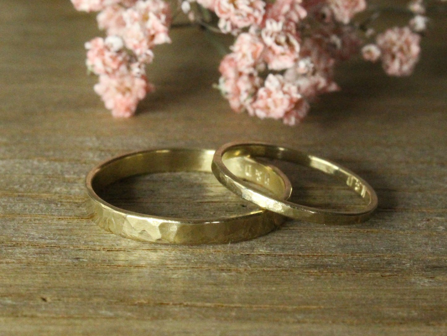 Hammered Band Set of Two - 1.5mm & 3mm or 4mm