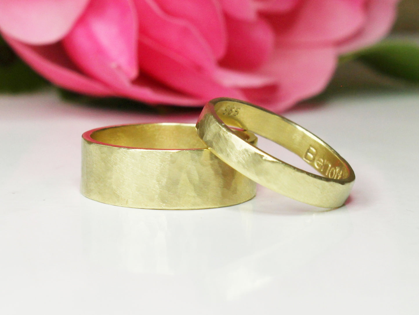 Hammered Band Set of Two - Wide 3mm & 6mm