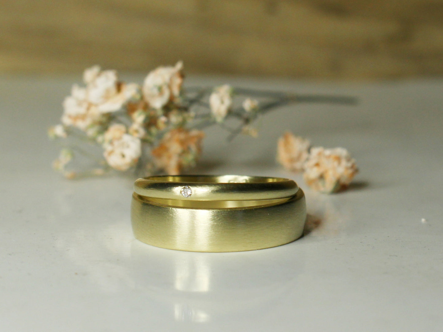 My Love Set of Two in Solid Gold with Diamond