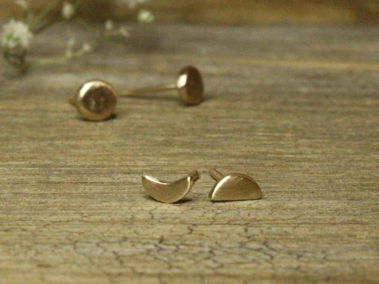 Moon Earrings in 9ct or 14ct or 18ct Solid Yellow Gold