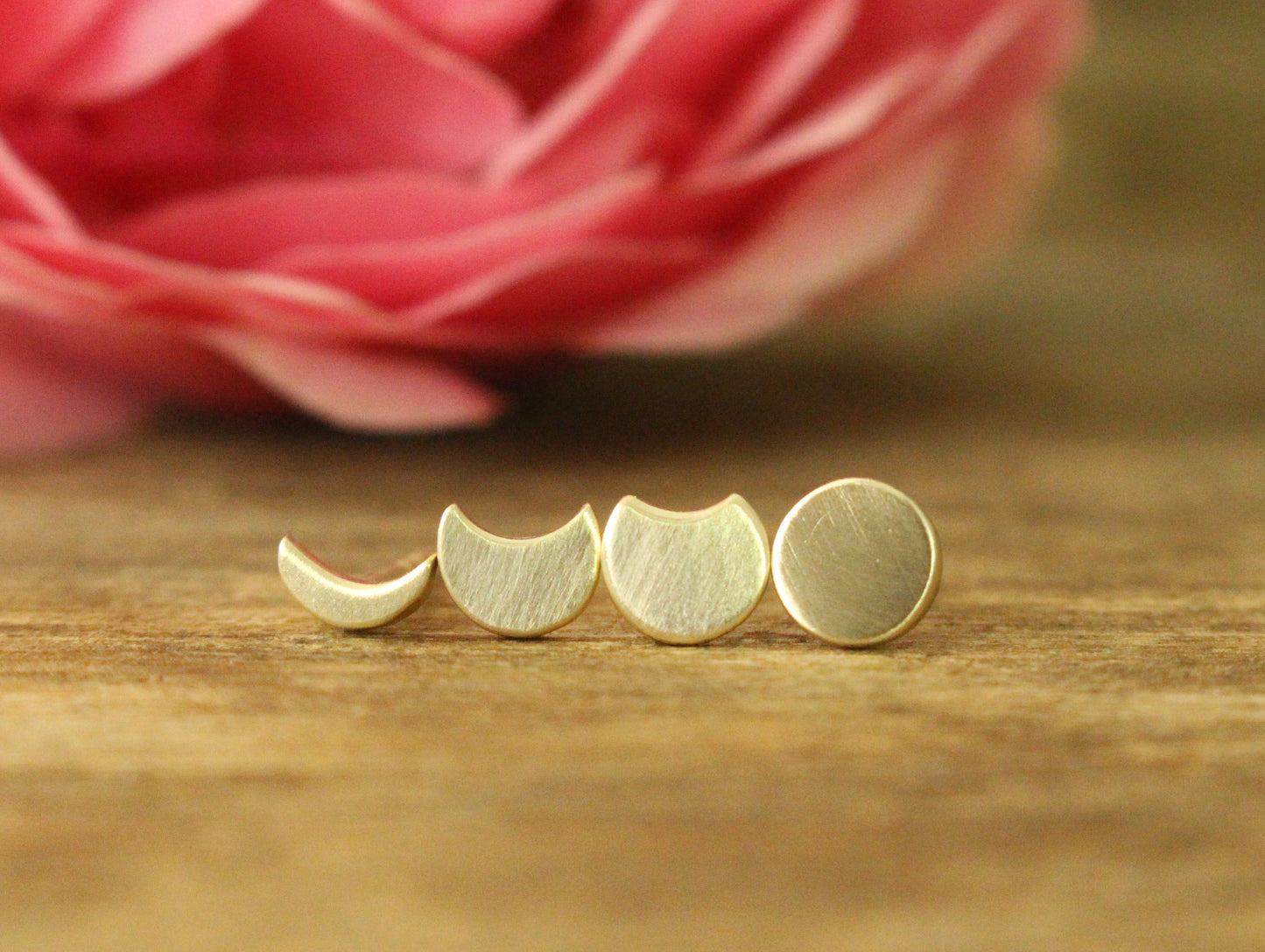Phases of the Moon Studs in 9ct or 14ct Gold