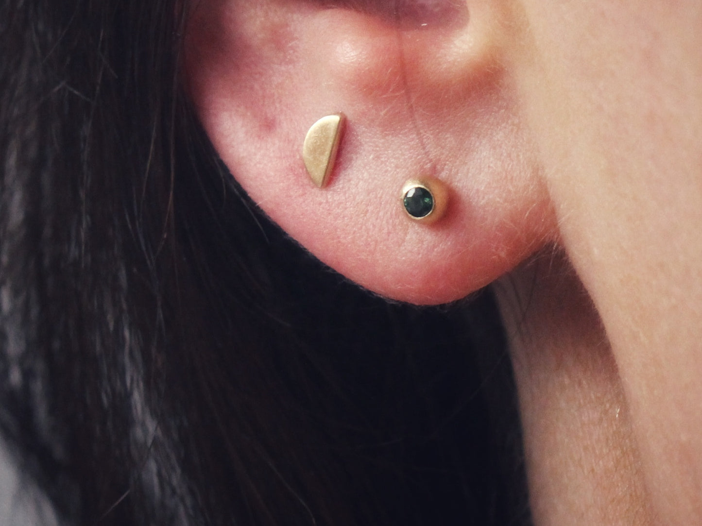 Tiny Sparkle Studs in Solid Gold with Fair Trade Gems