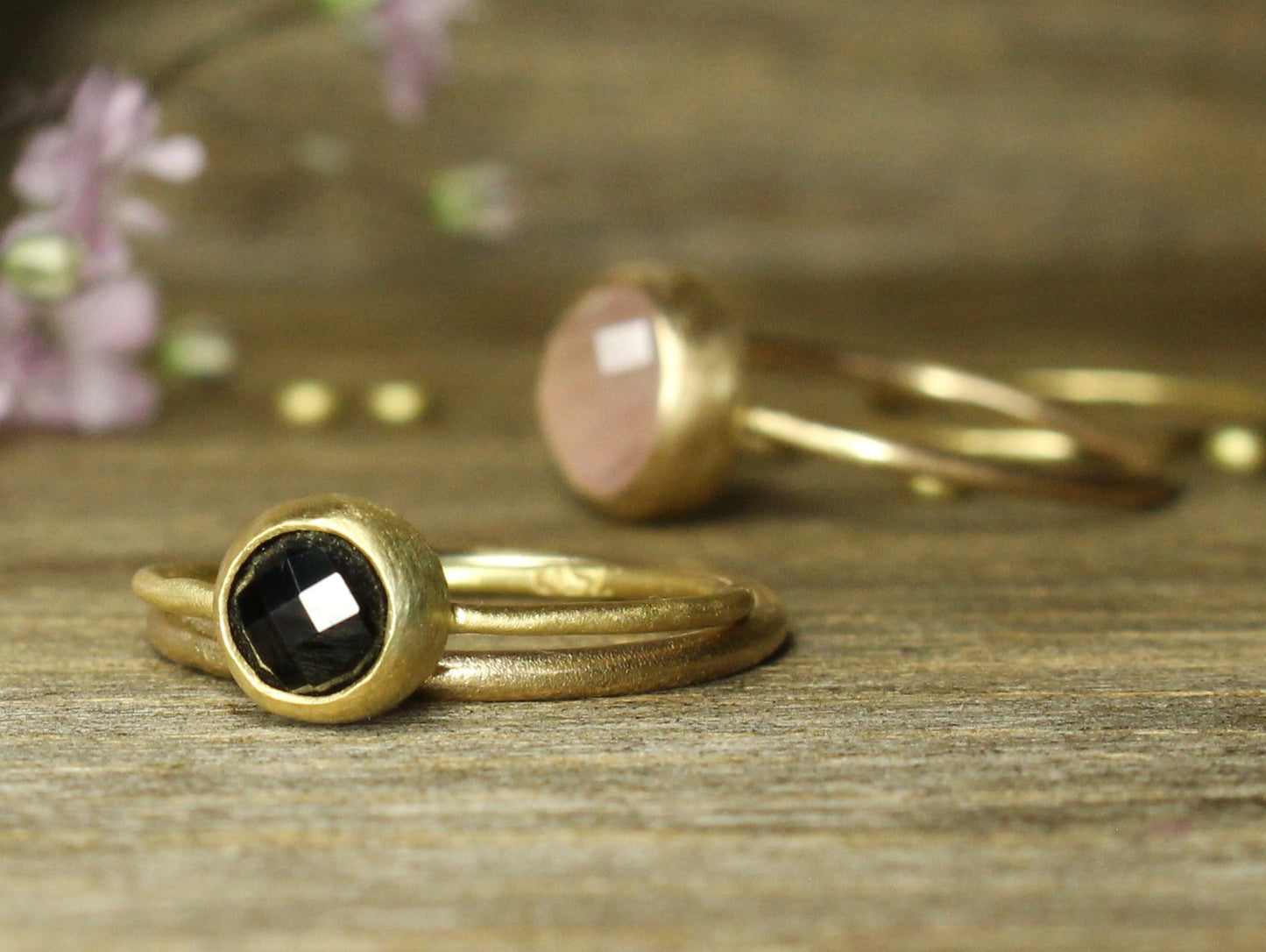 Rosae Ring with Fair Trade Black Spinel in 18ct Gold