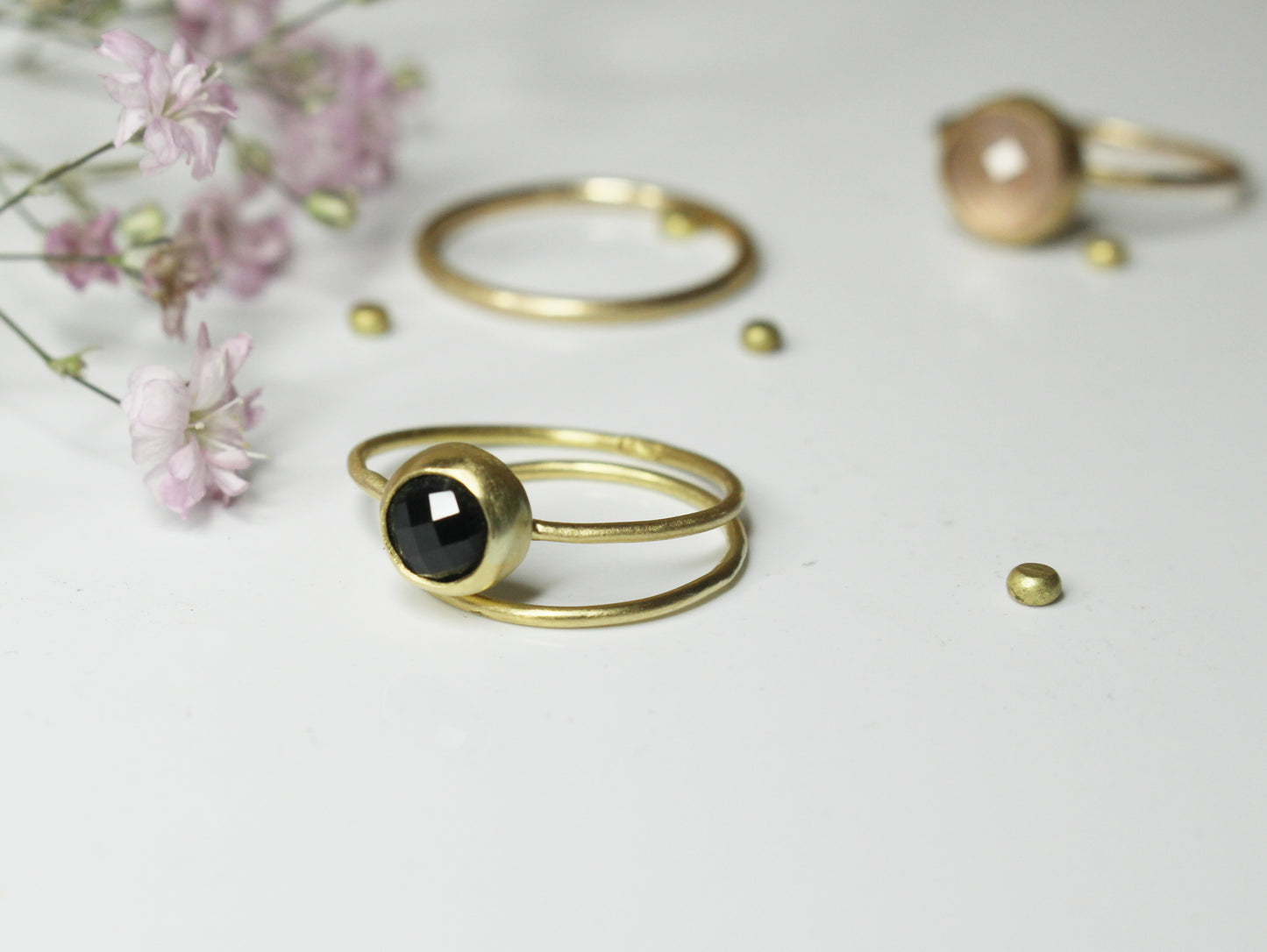 Rosae Ring with Fair Trade Black Spinel in 18ct Gold