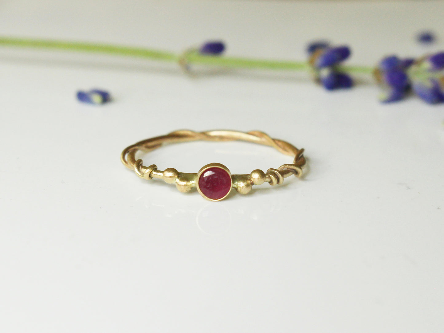Entwined Ring with larger 3.5mm Fair Trade Gemstone