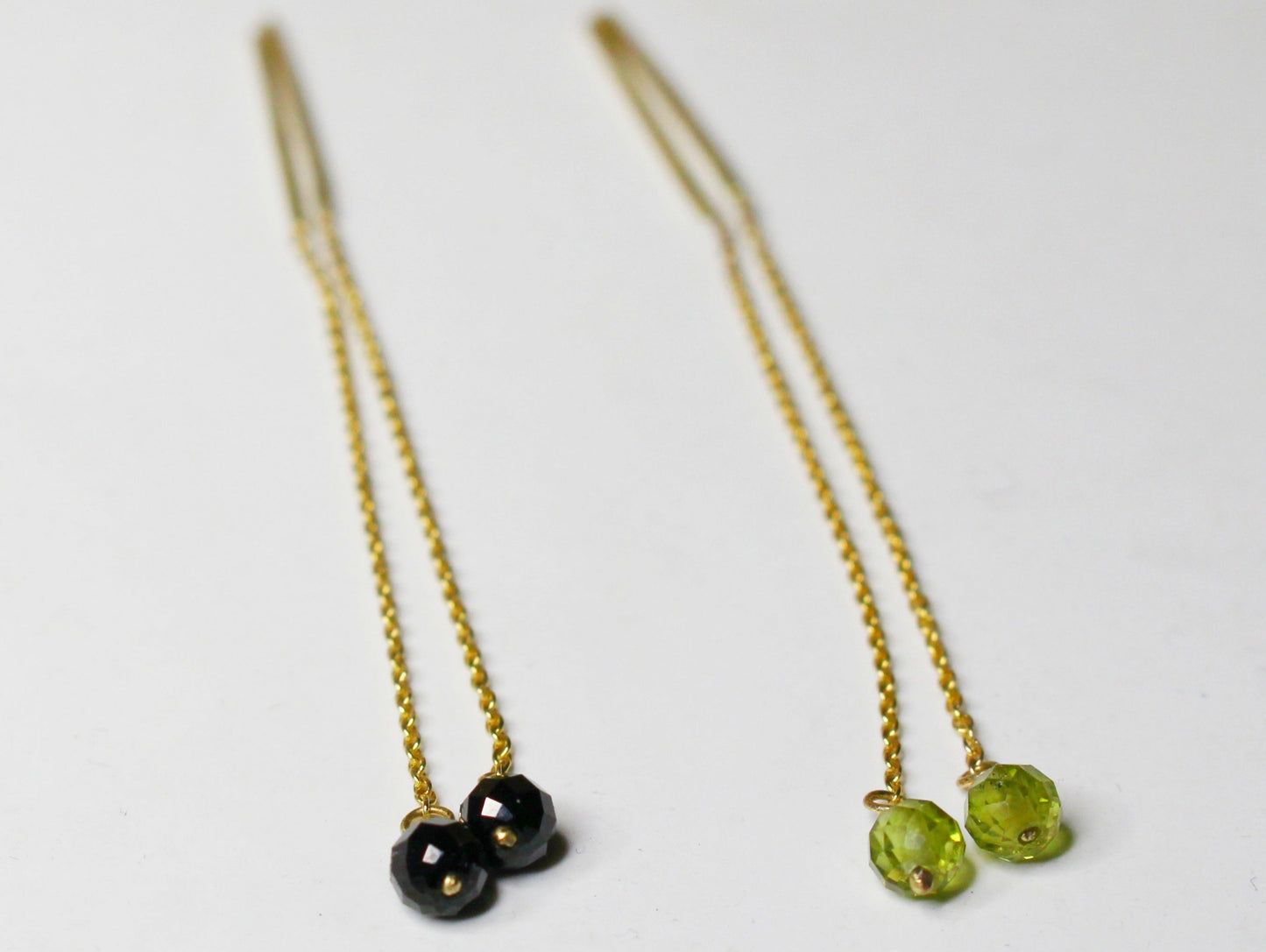 Threader Earrings in 14ct Yellow Gold with Fair Trade Gems