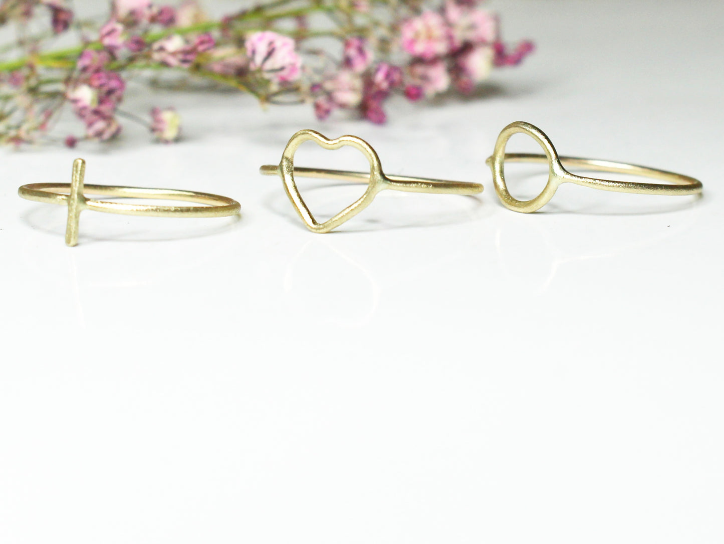 Faith Hope and Love Rings in Solid Yellow Gold