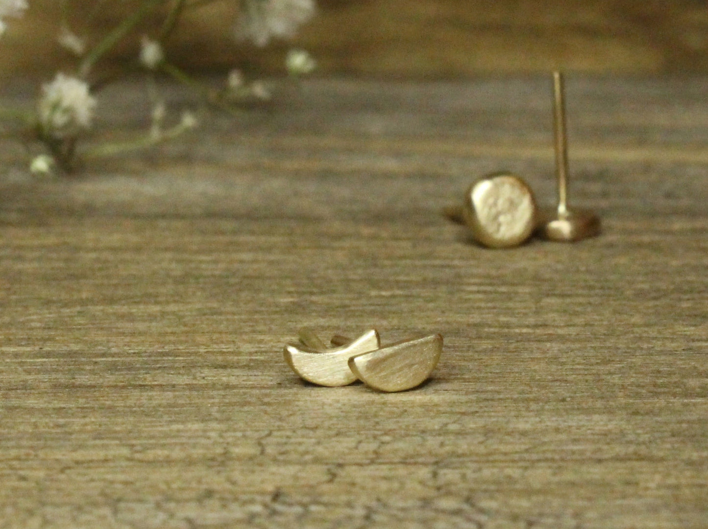 Moon Earrings in 9ct or 14ct or 18ct Solid Yellow Gold