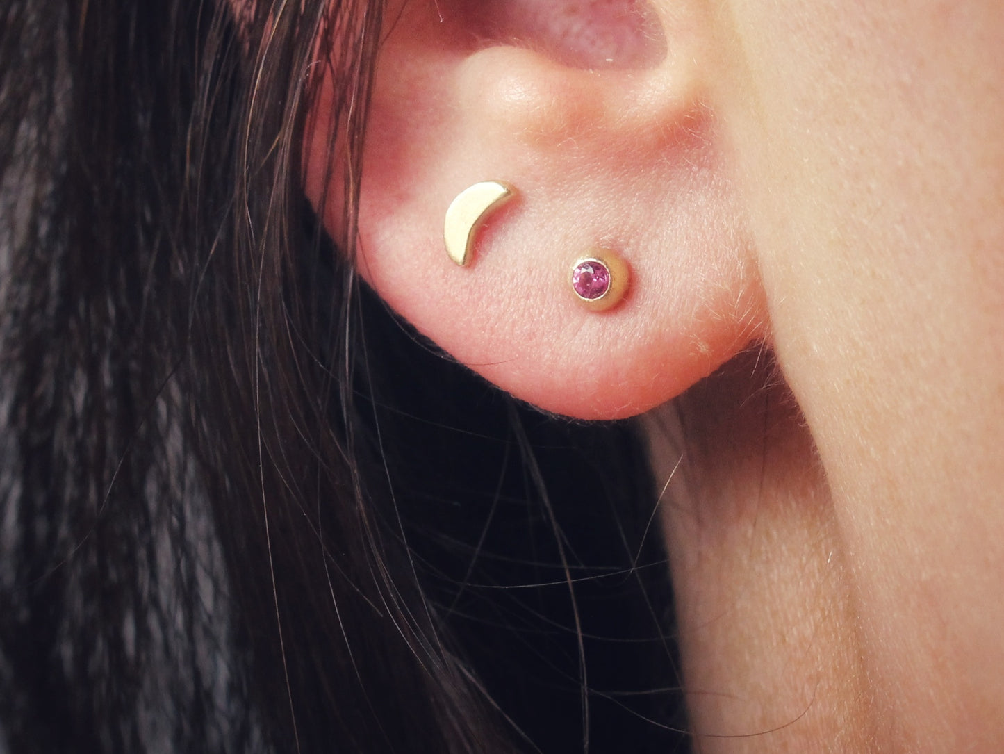 Tiny Sparkle Studs in Solid Gold with Fair Trade Gems