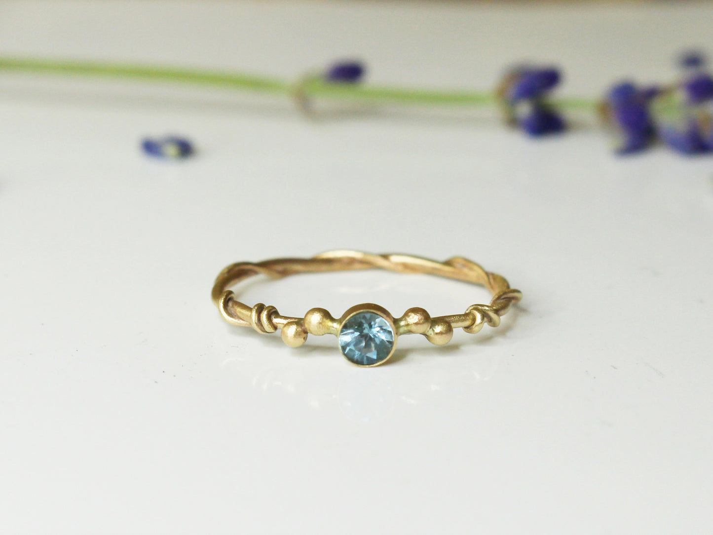 Entwined Ring with larger 3.5mm Fair Trade Gemstone