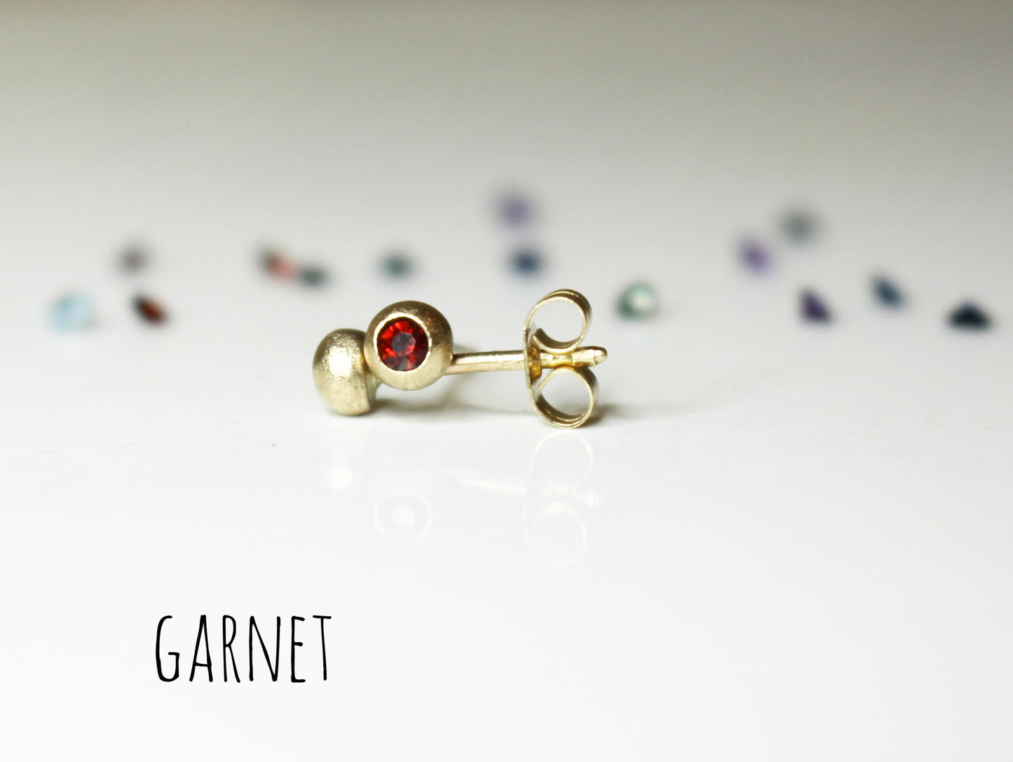 Tiny Sparkle Studs in Solid Gold with Fair Trade Gems