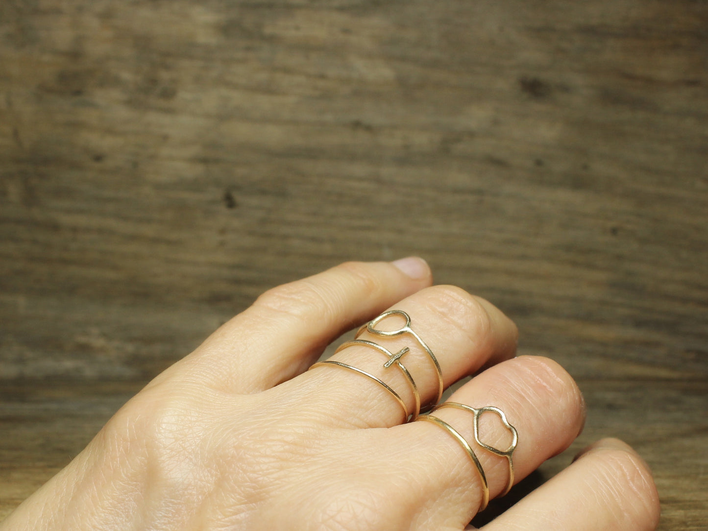 Faith Hope and Love Rings in Solid Yellow Gold