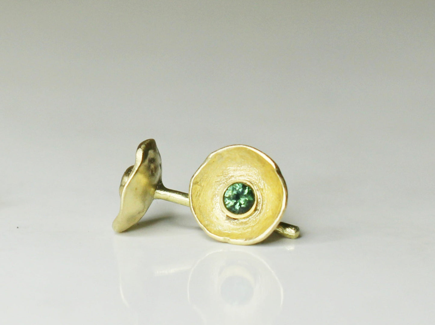 Sweetheart Gemstone Flower Studs in Solid Gold