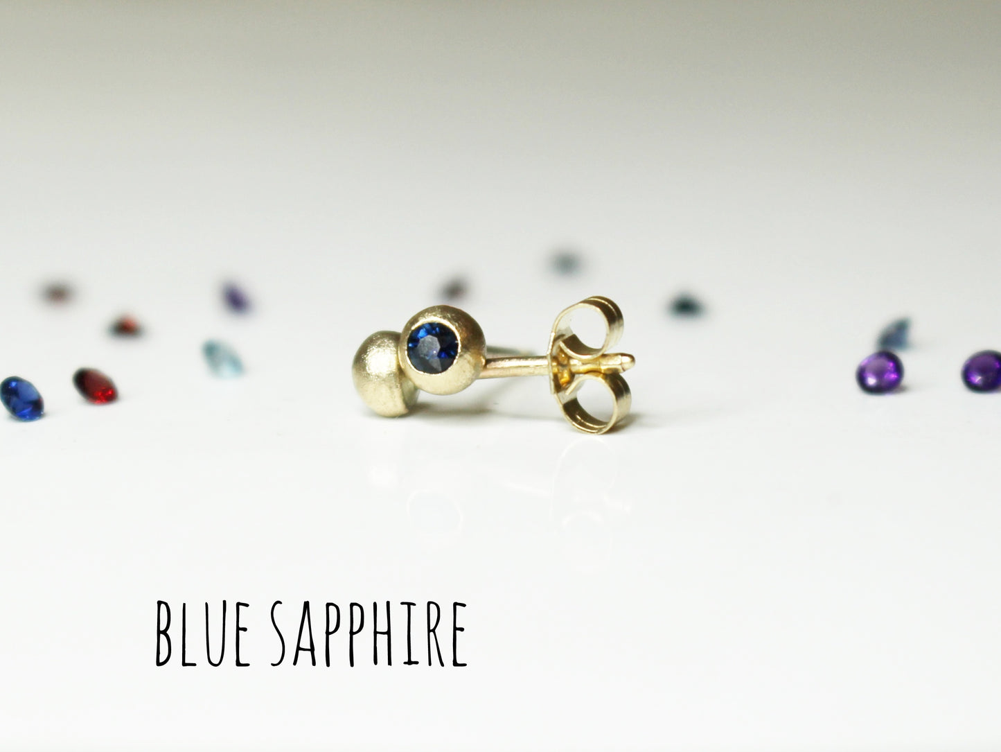 Tiny Sparkle Studs in Solid Gold with Fair Trade Gems