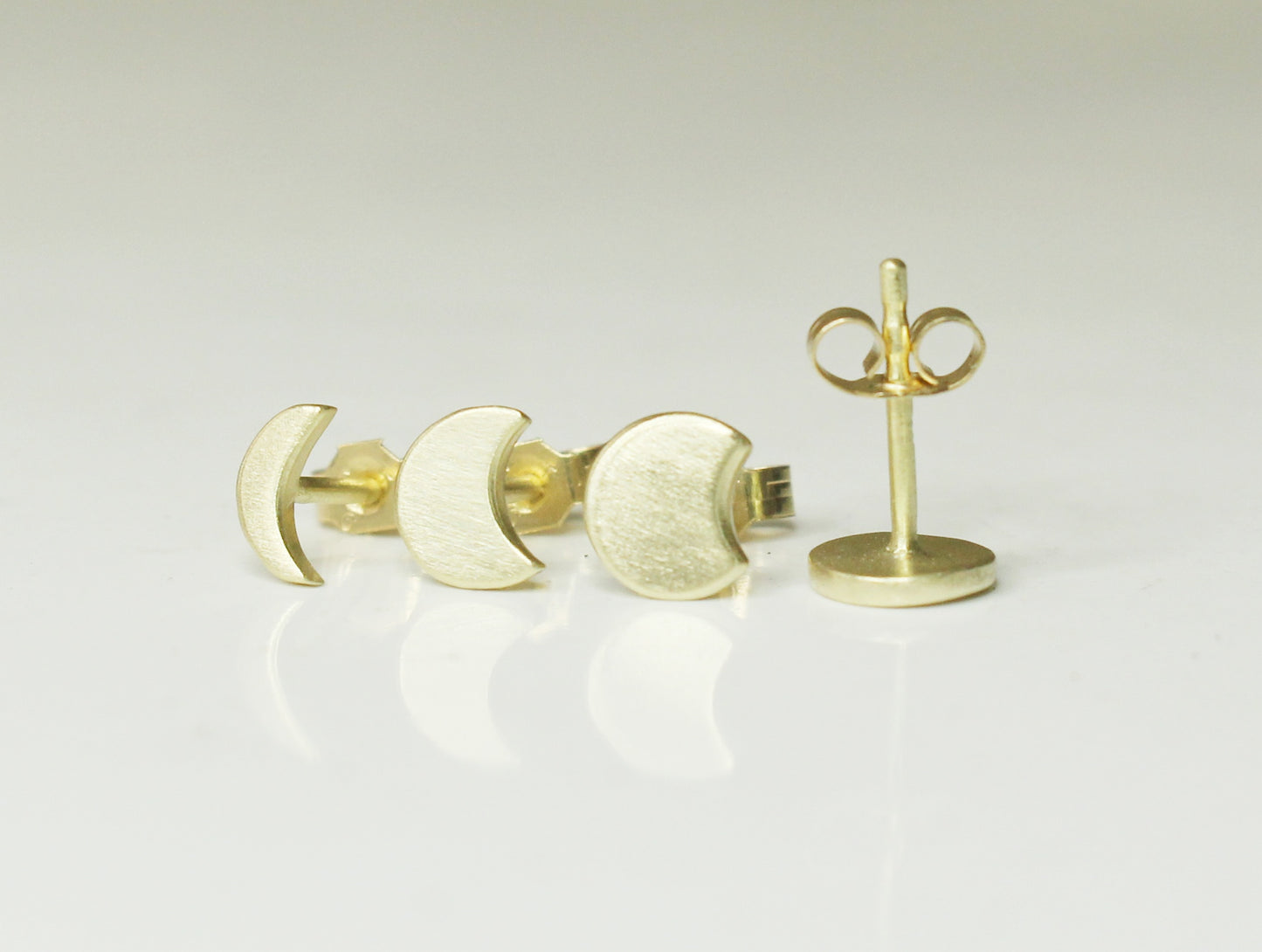 Phases of the Moon Studs in 9ct or 14ct Gold