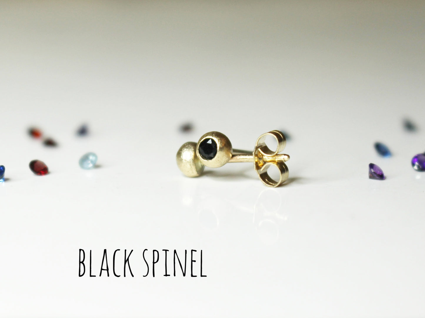 Tiny Sparkle Studs in Solid Gold with Fair Trade Gems