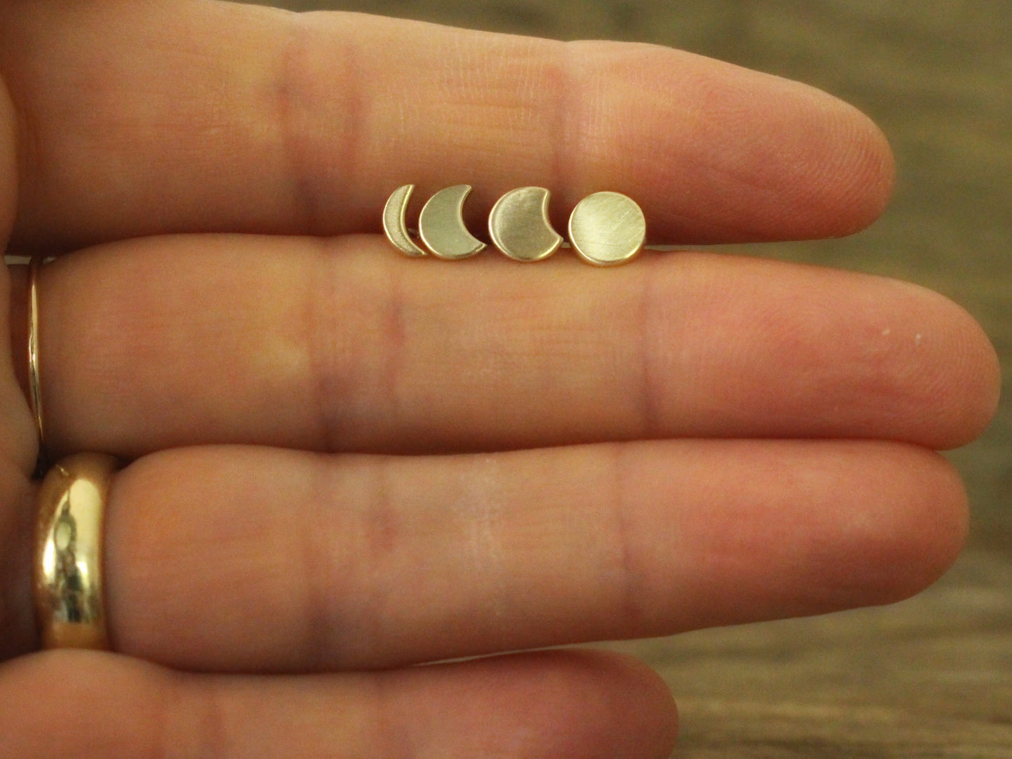 Phases of the Moon Studs in 9ct or 14ct Gold