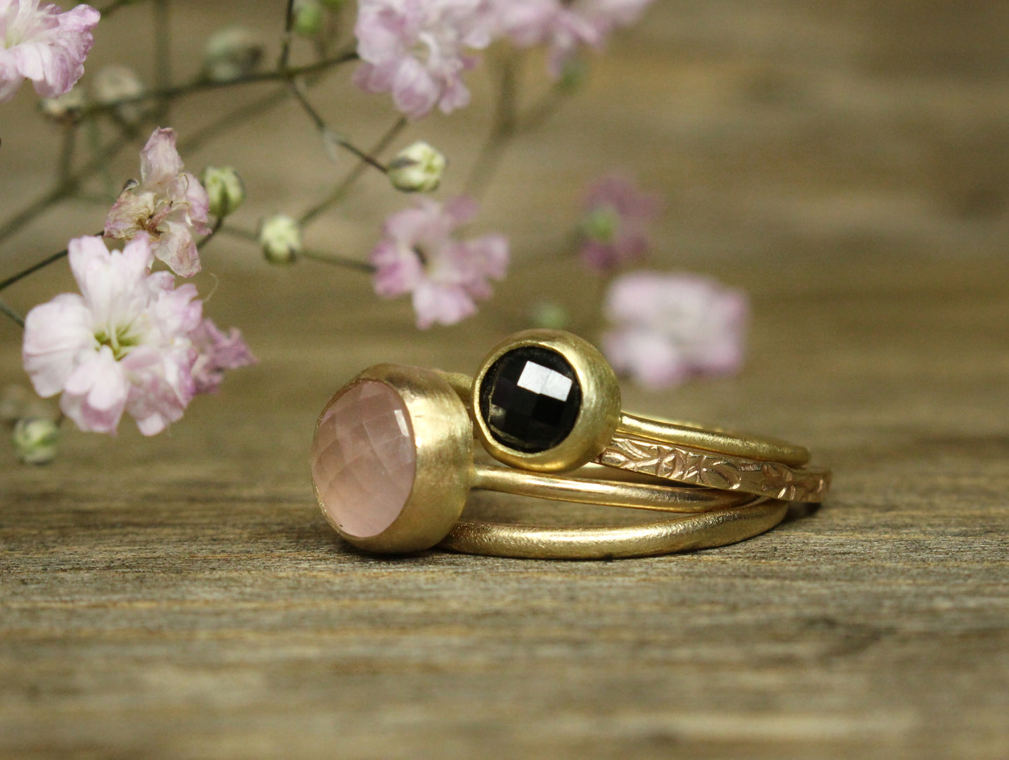 Rosae Ring with Fair Trade Rose Quartz in 9ct Gold