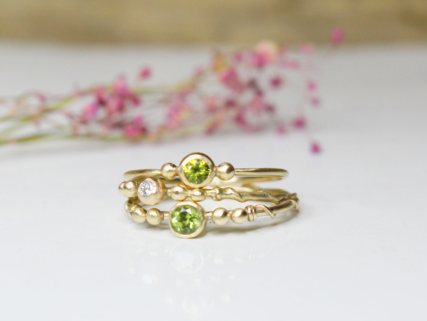 Entwined Ring with larger 3.5mm Fair Trade Gemstone