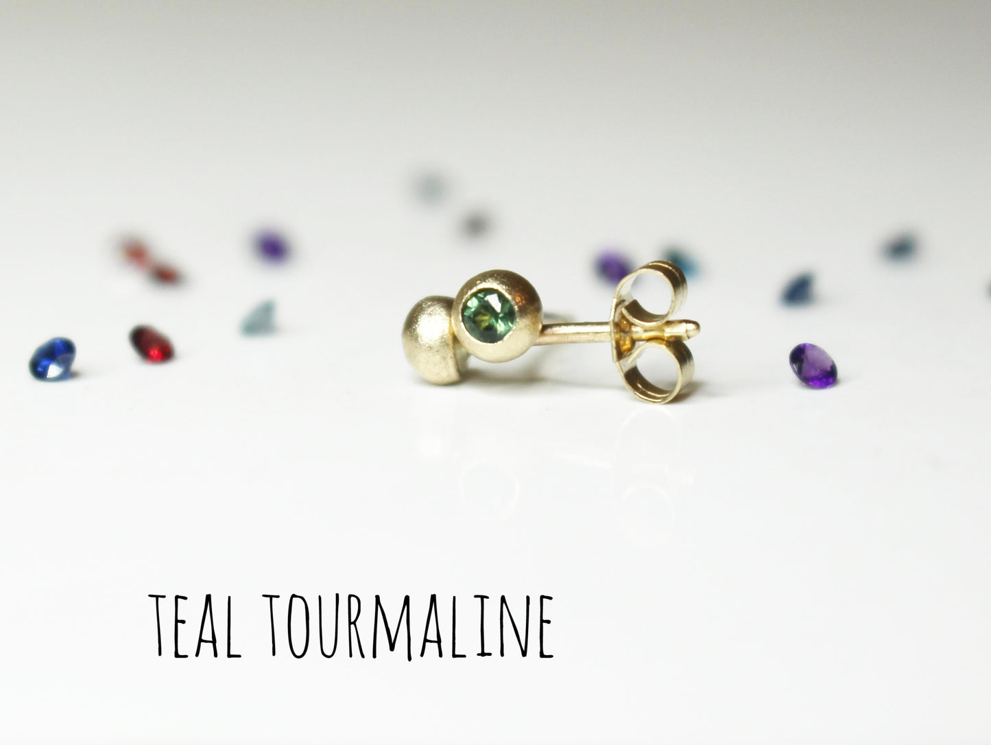 Tiny Sparkle Studs in Solid Gold with Fair Trade Gems