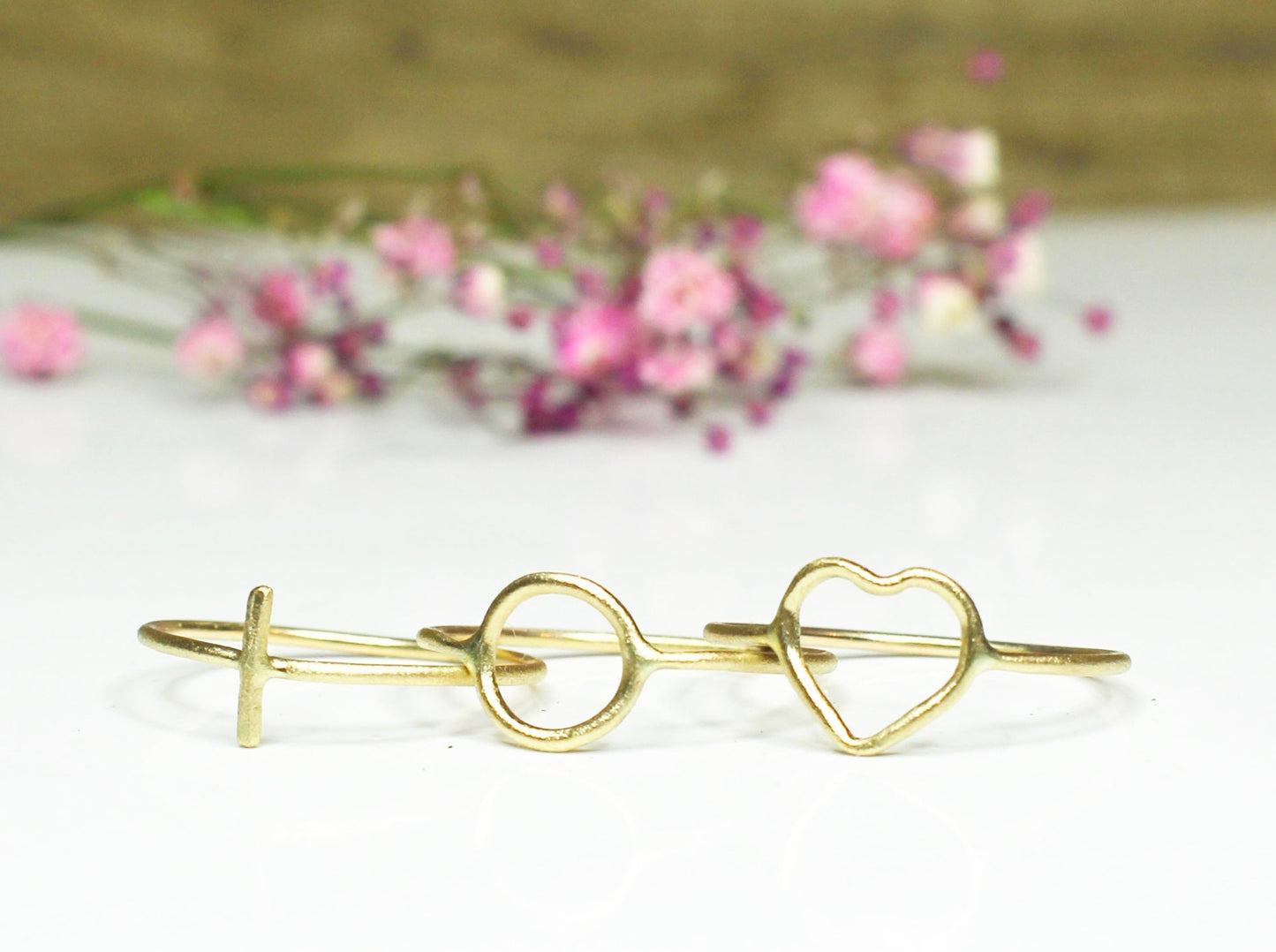 Faith Hope and Love Rings in Solid Yellow Gold