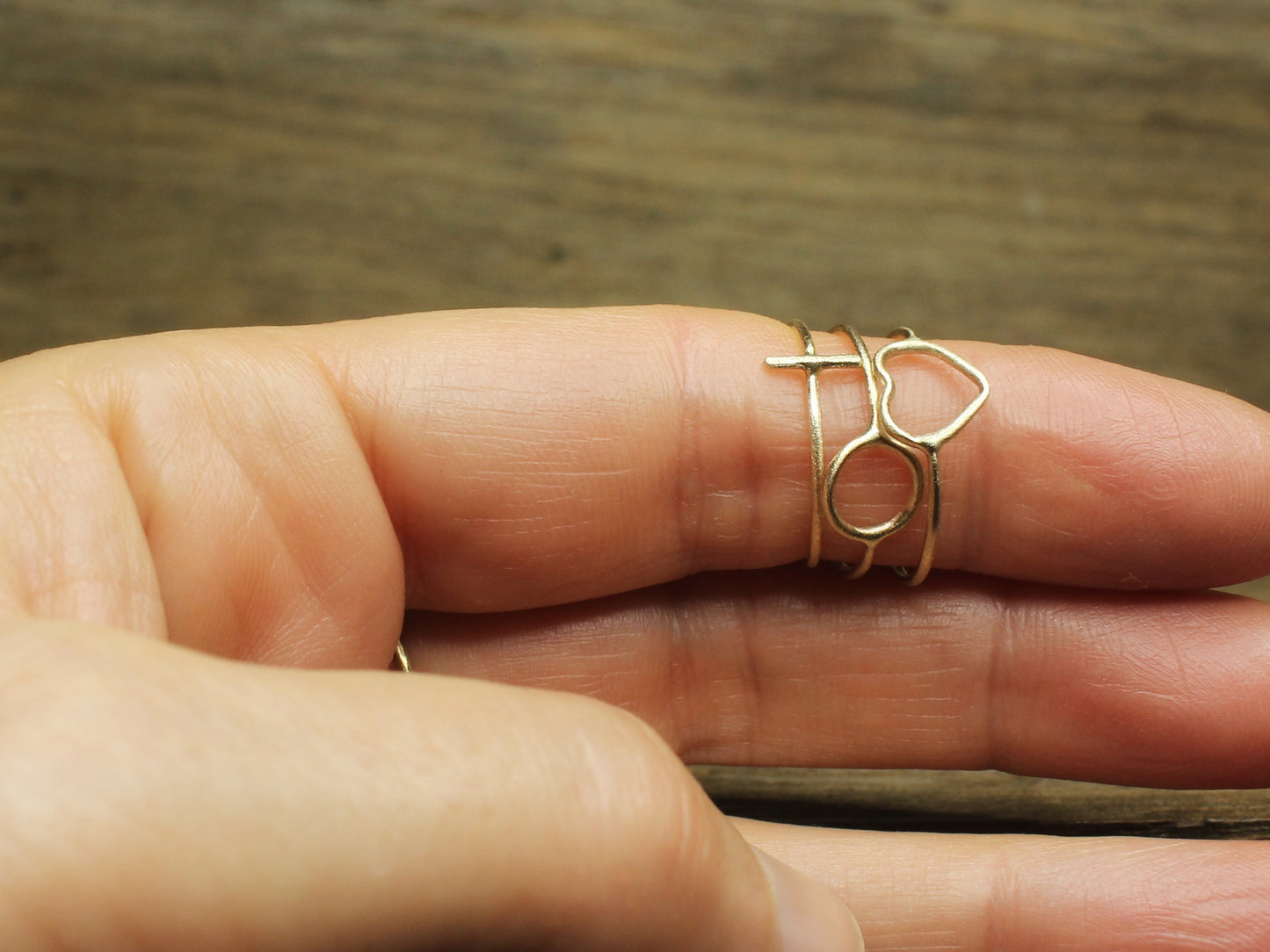 Faith Hope and Love Rings in Solid Yellow Gold