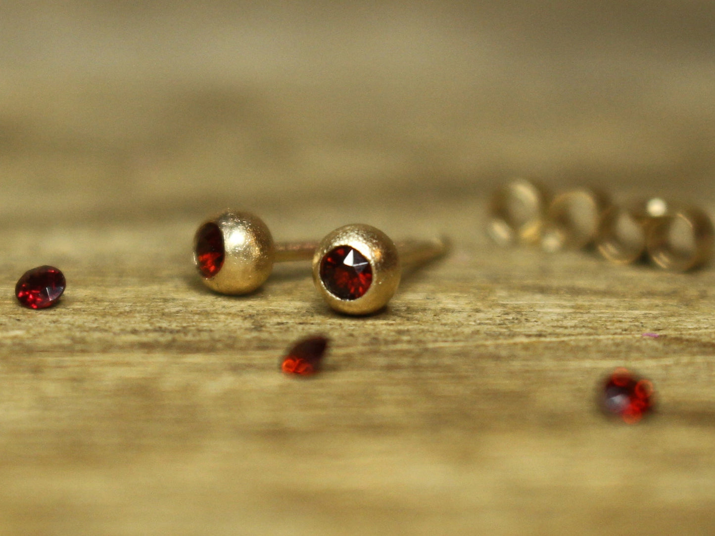 Tiny Sparkle Studs in Solid Gold with Fair Trade Gems