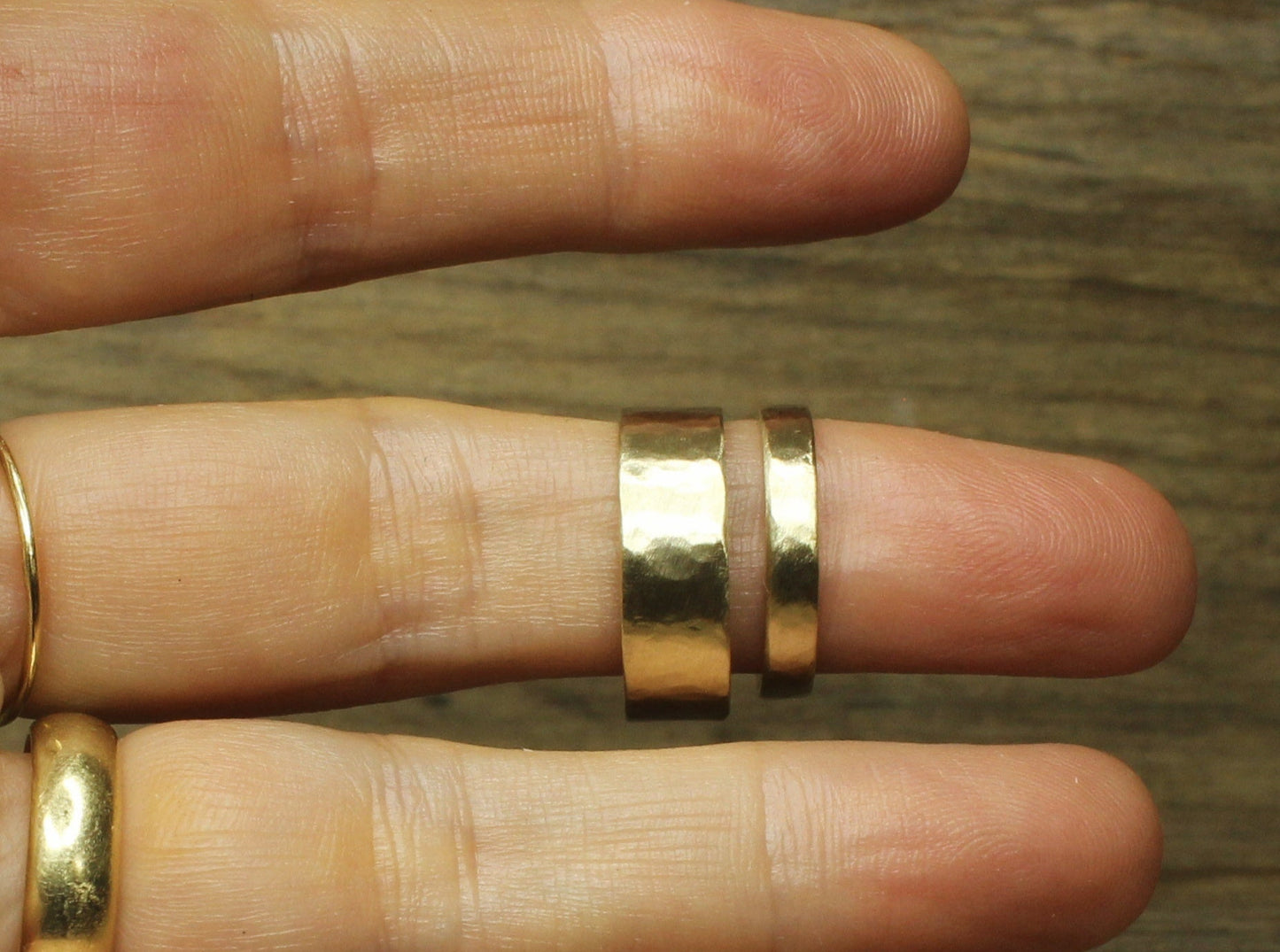 Hammered Band Set of Two - Wide 3mm & 6mm