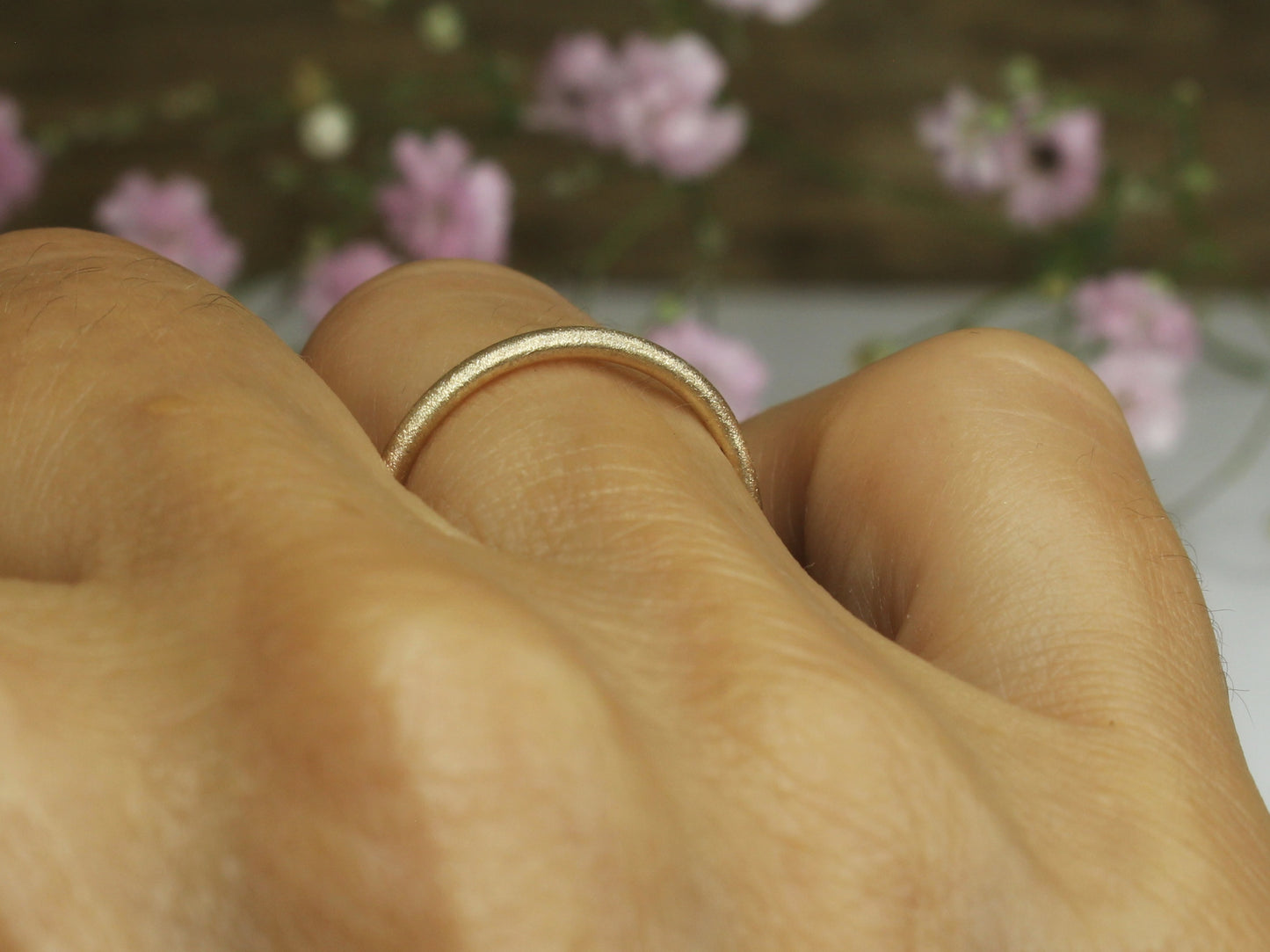 Frosted Round Band in 9ct or 14ct or 18ct Gold